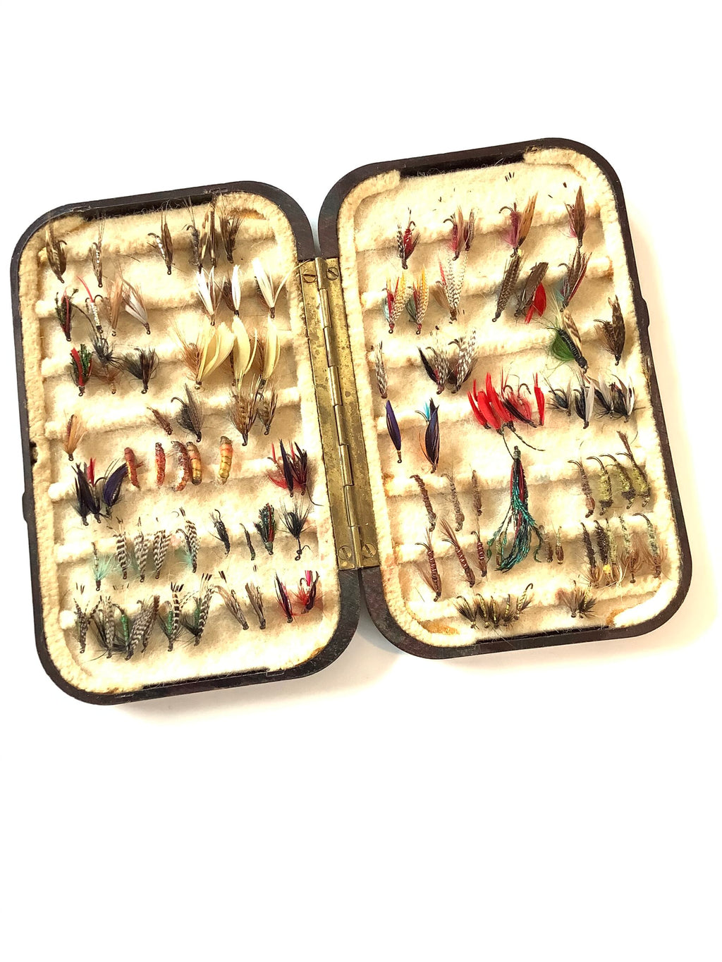 Antique Hardy Bros Neroda Fly Box with a good selection of flies