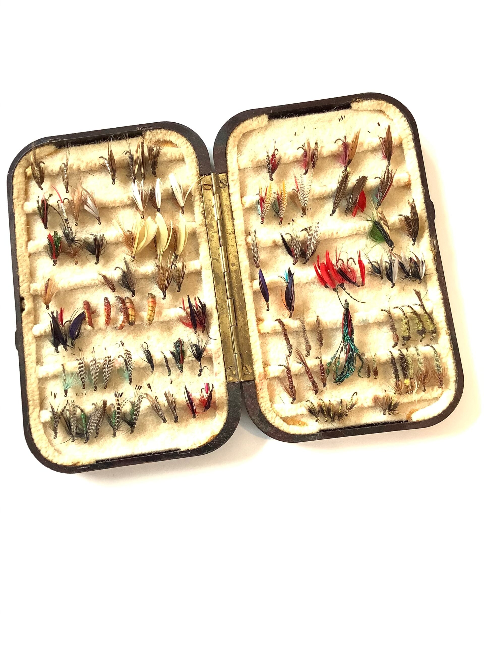 Antique Hardy Bros Neroda Fly Box with a good selection of flies