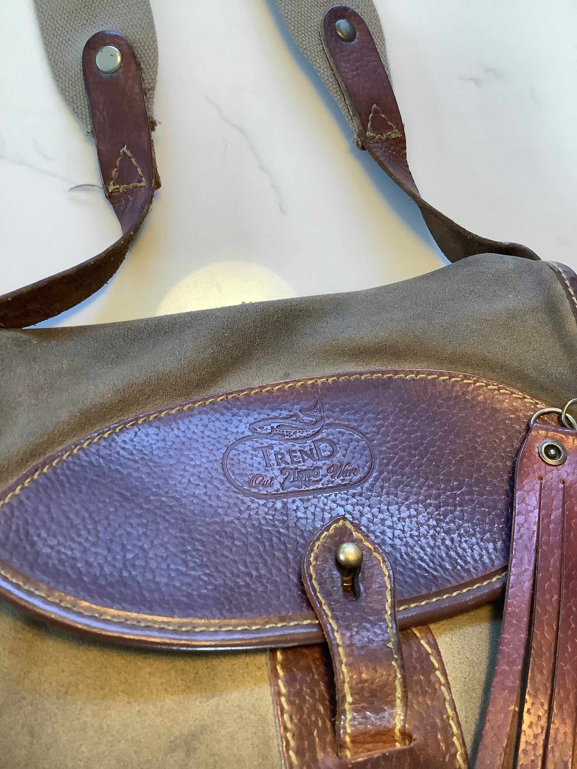 Italian Designer Quality Leather Canvas Fishing/Hunting Bag