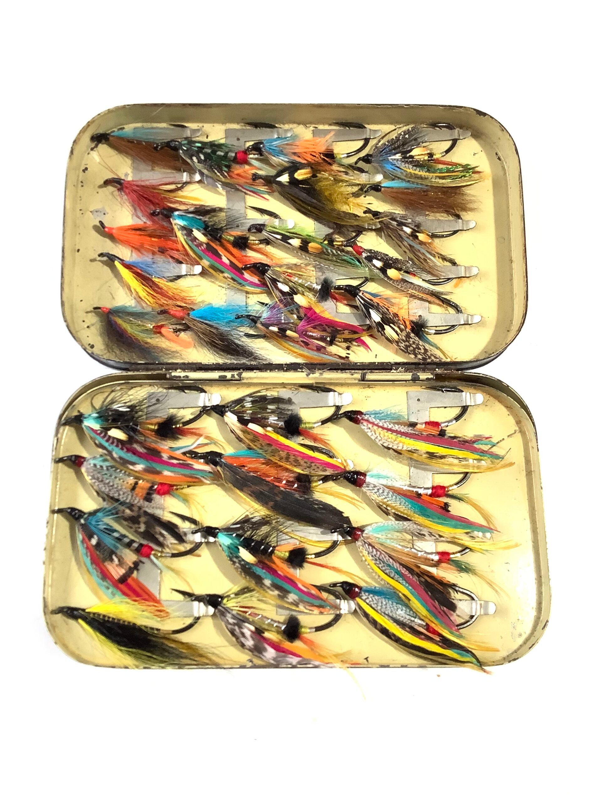 Malloch Salmon Fly Box containing Good Large Fully Dressed Traditional Salmon Flies
