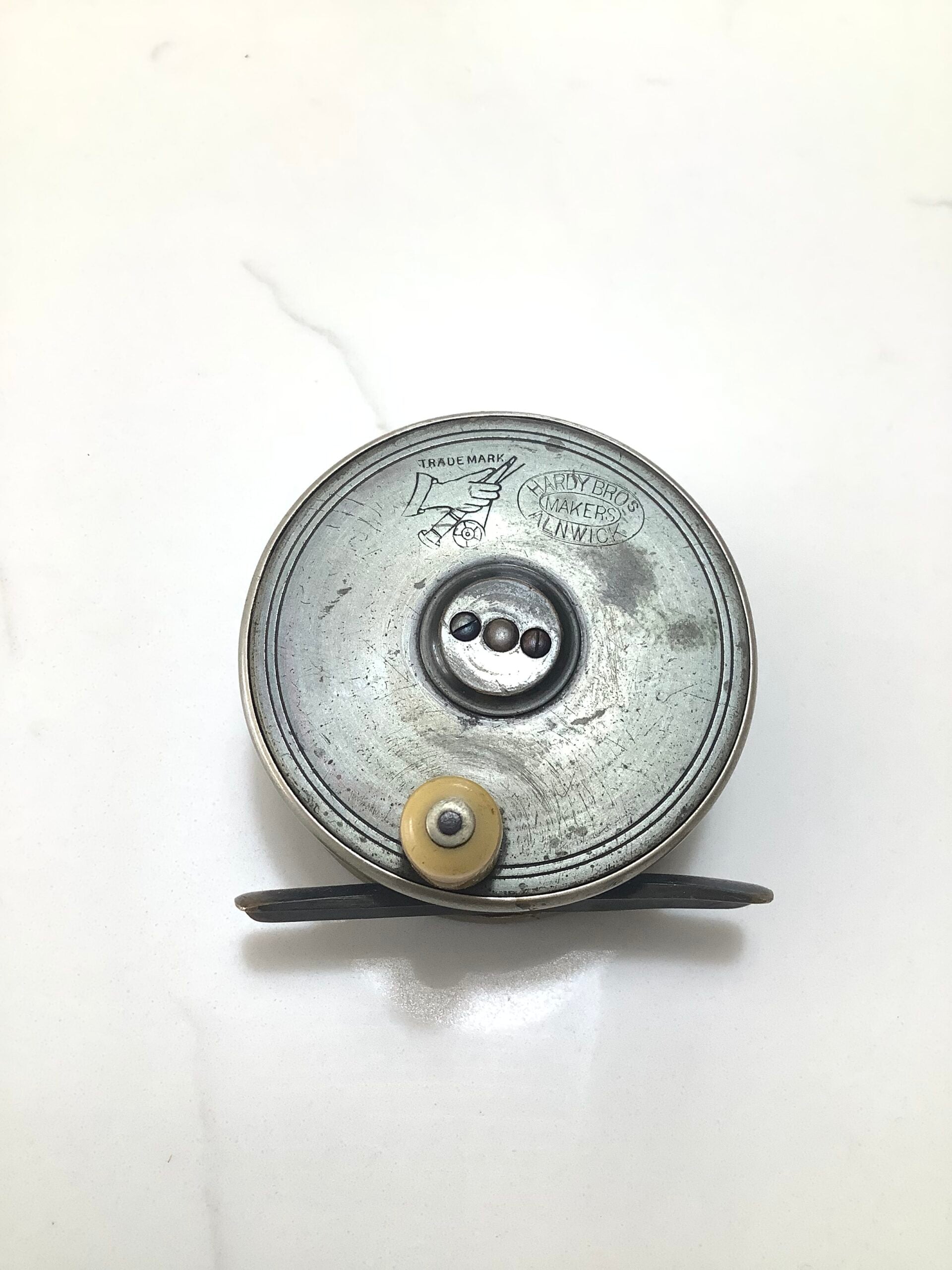 Very Rare Antique HARDY Bros Brass Ebonite with Nickel silver rim 2 1/2” Fly Reel