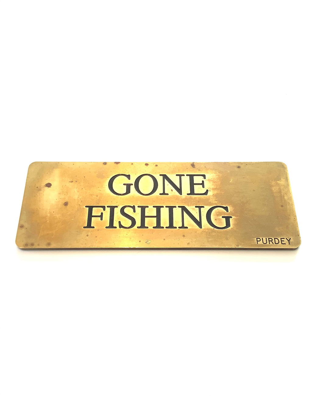 Rare James Purdey Gone Fishing Brass Plaque