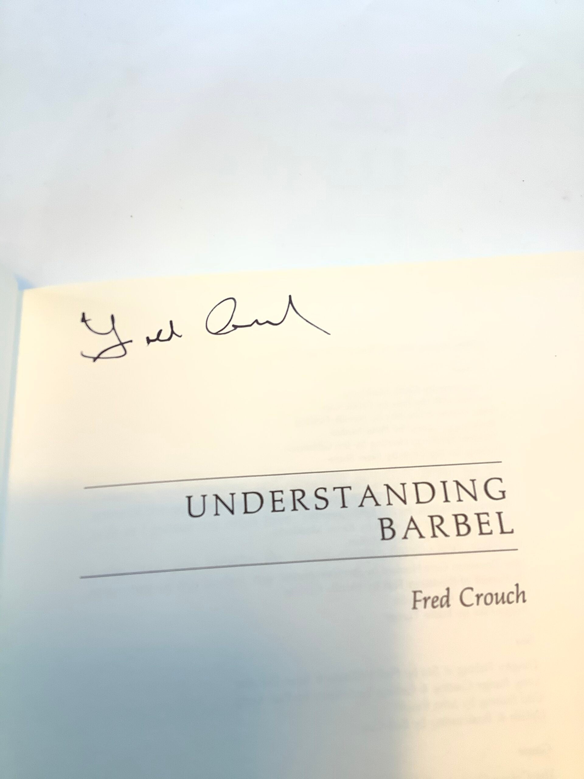 Understanding Barbel by Fred Crouch signed