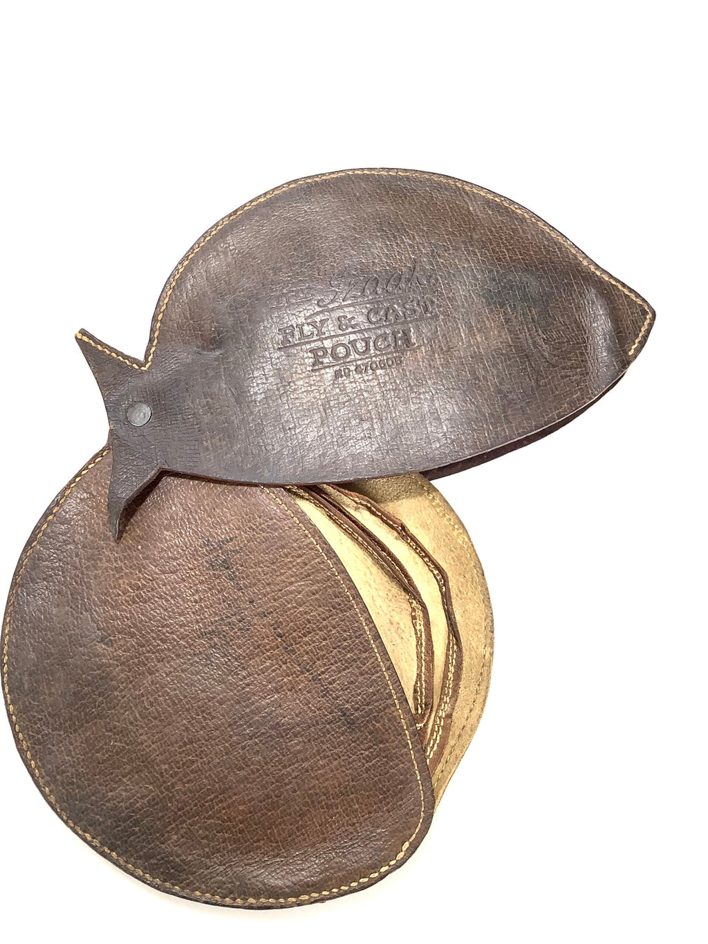 Very Rare Antique The IZAAK Leather Fly Cast Holder