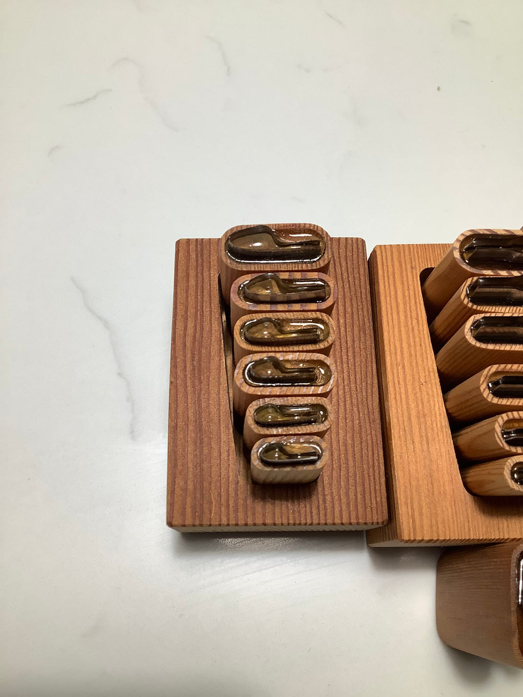 Fly tyers Wing cutting sets, all sizes with Wood block holders.