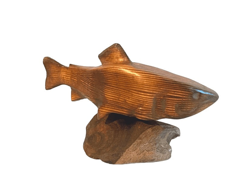 Alan Glasby hand carved wooden Trout Sculpture