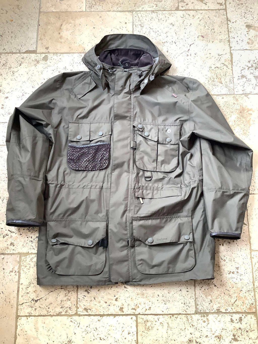 Rare Barbour olive DRYFLY 3/4 full length Coat