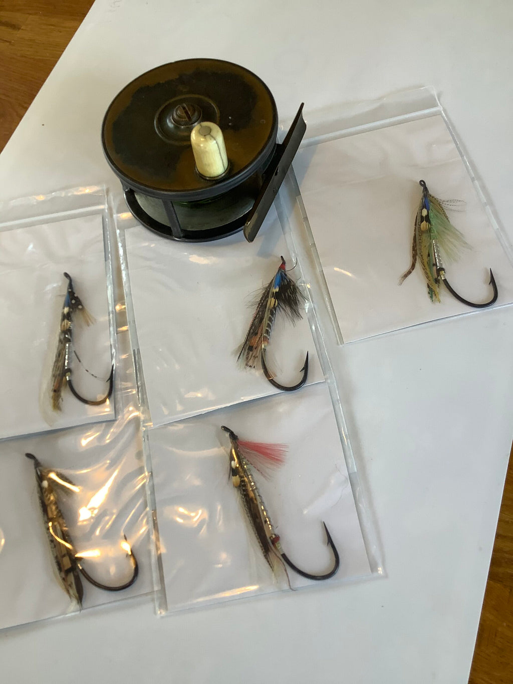 A Collection of 17 dressed salmon flies, largest sizes 9/0 and 8/0 tied by Frank Binnie