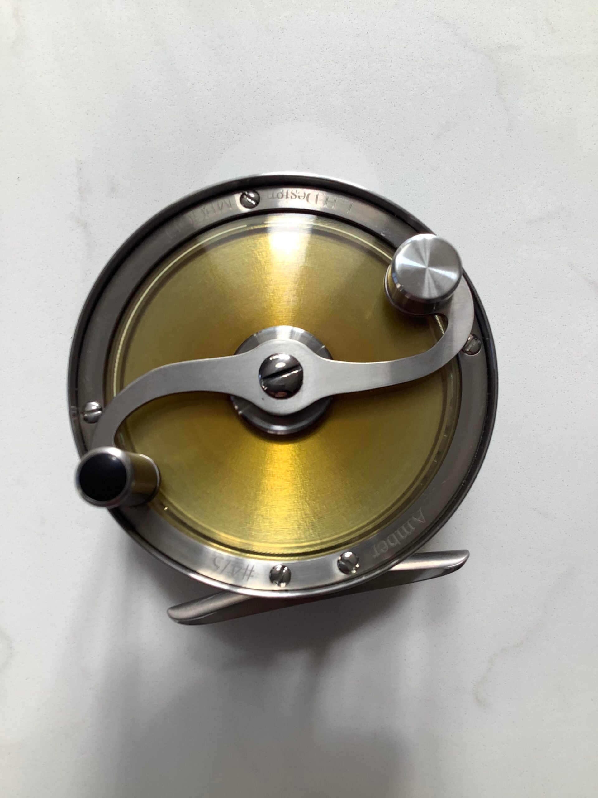 Scarce L.H.DESIGN Titanium Five Pillar AMBER TROUT Fly Reel