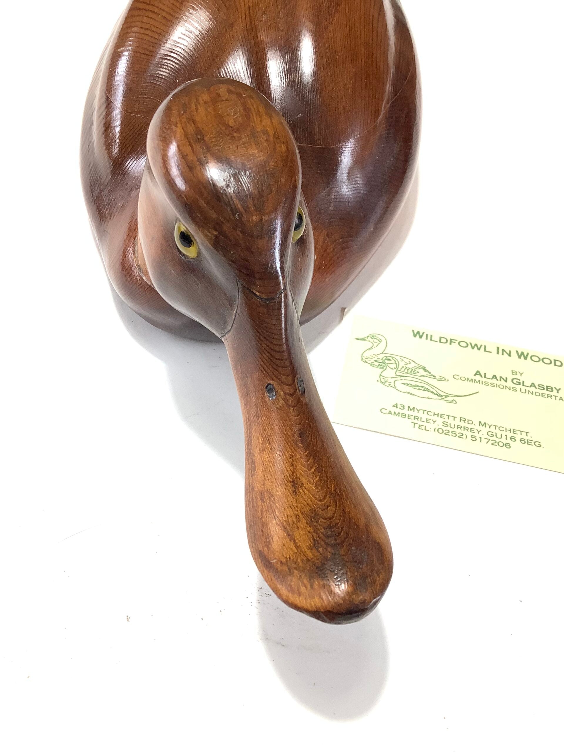 ALAN GLASBY O.B.E Hand Carved Wood “ Shoveller Duck