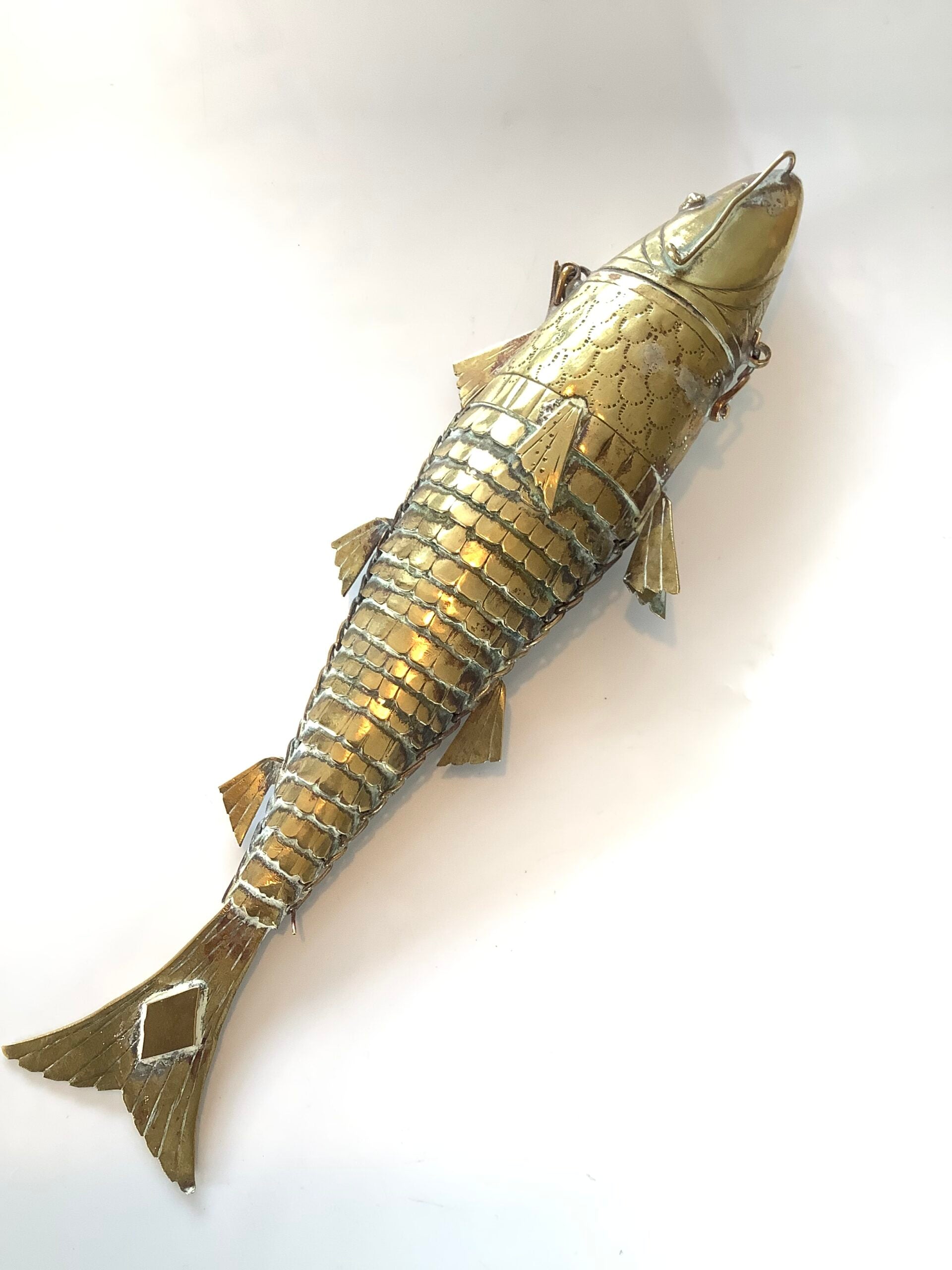 Antique Large Size Articulated Fish Spice Holder.