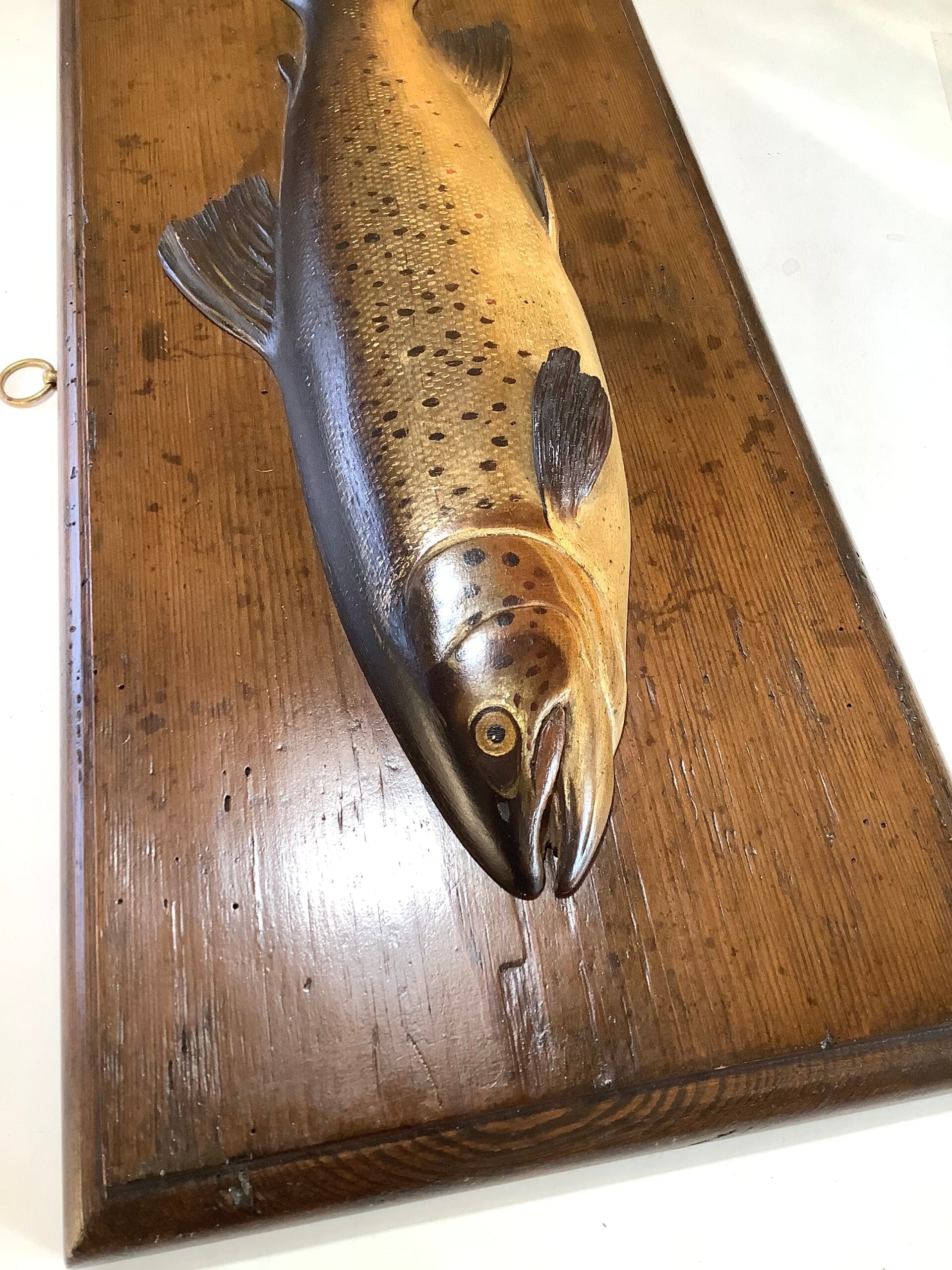 Rare Antique FOCHABERS Studio Hand Carved/painted Brown Trout circa 1900