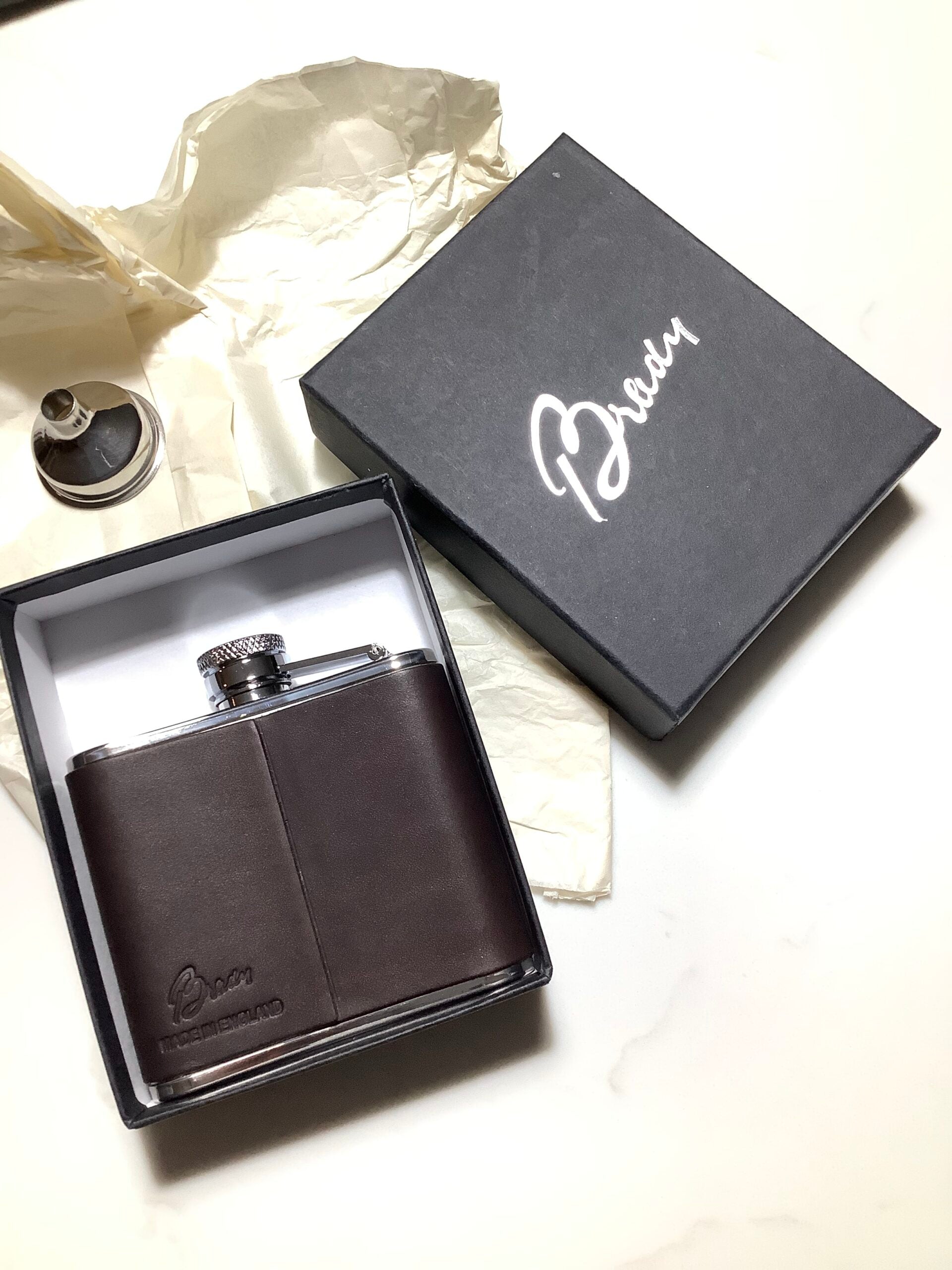 New unused BRADY leather Hip Flask