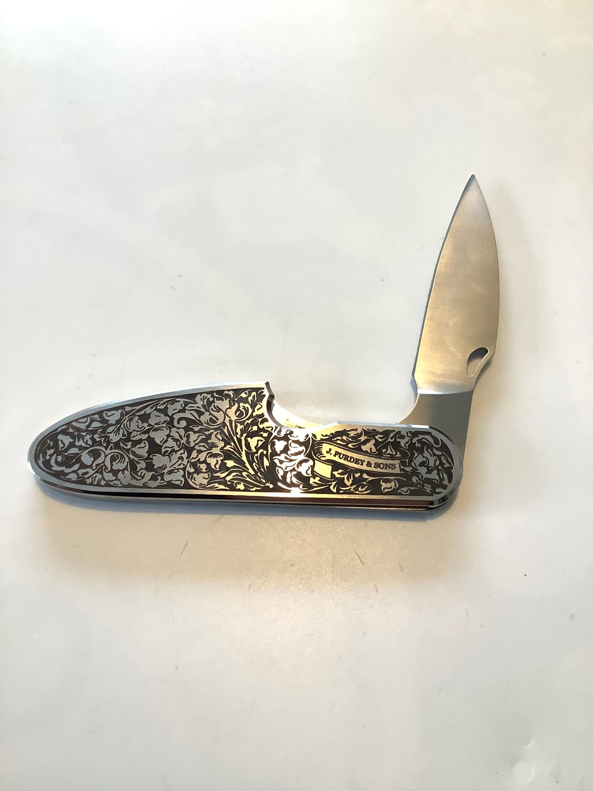 James Purdey Gun Scroll Folding Knife