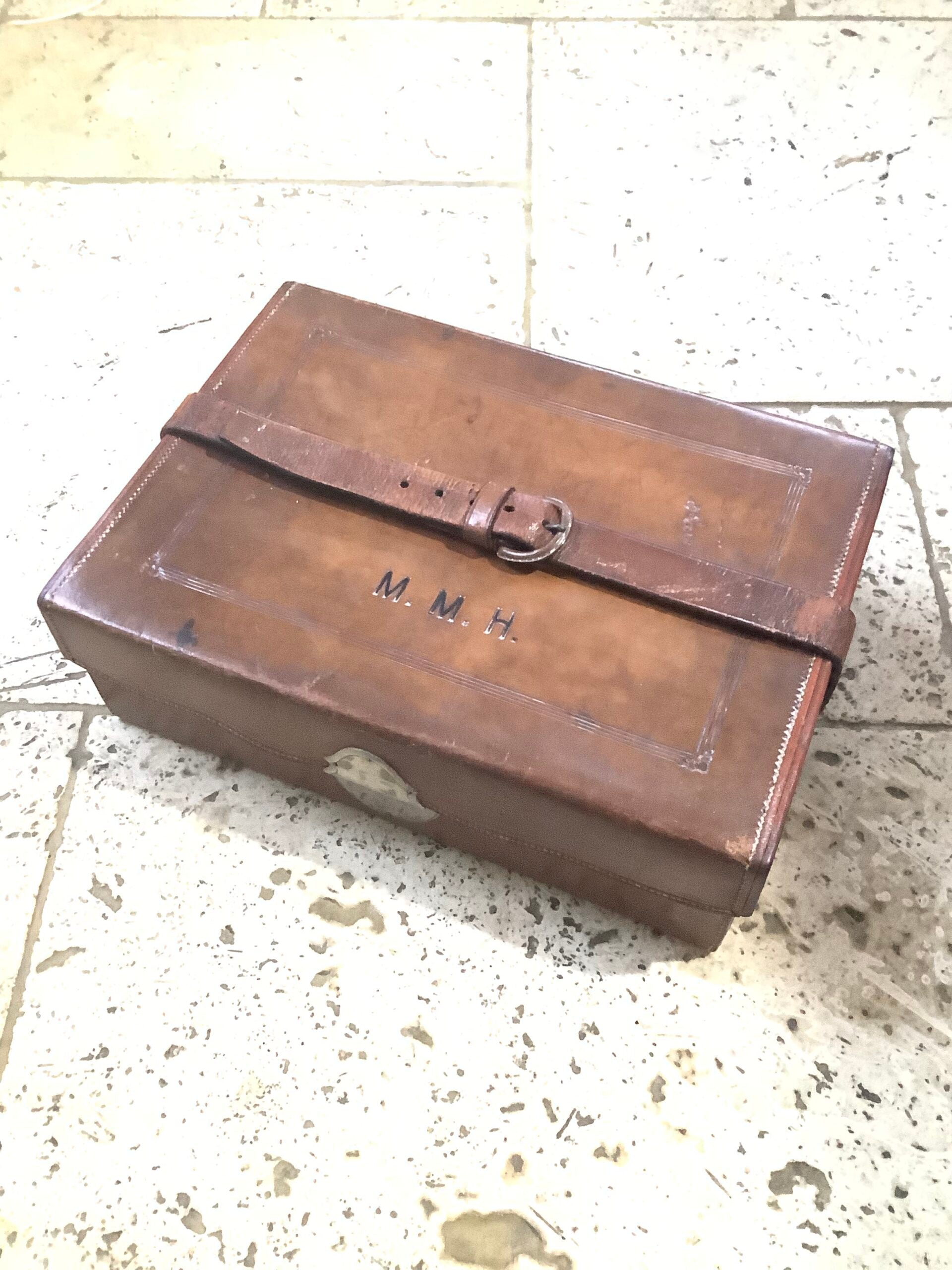 Antique Leather Hold-all or Tackle Box etc.