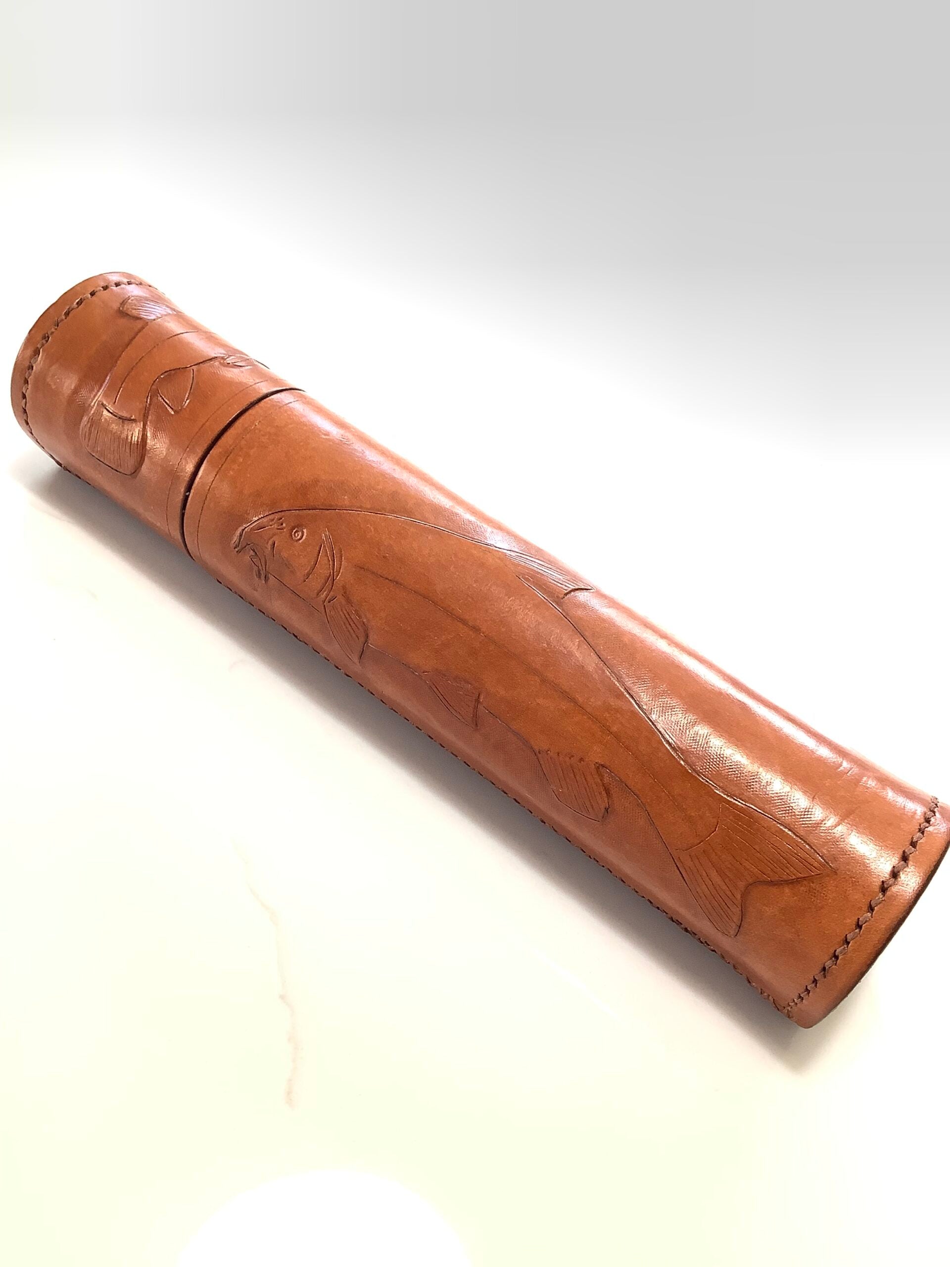 Hand crafted Leather Float tube with embossed BARBEL, GRAYLING TENCH