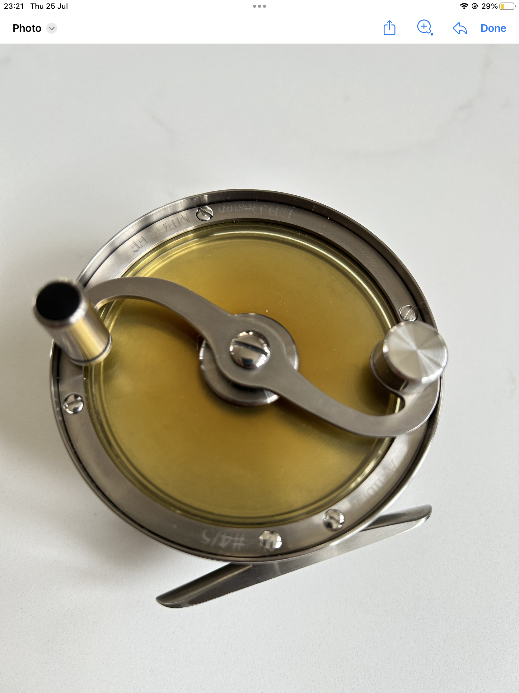 Scarce L.H.DESIGN Titanium Five Pillar AMBER TROUT Fly Reel