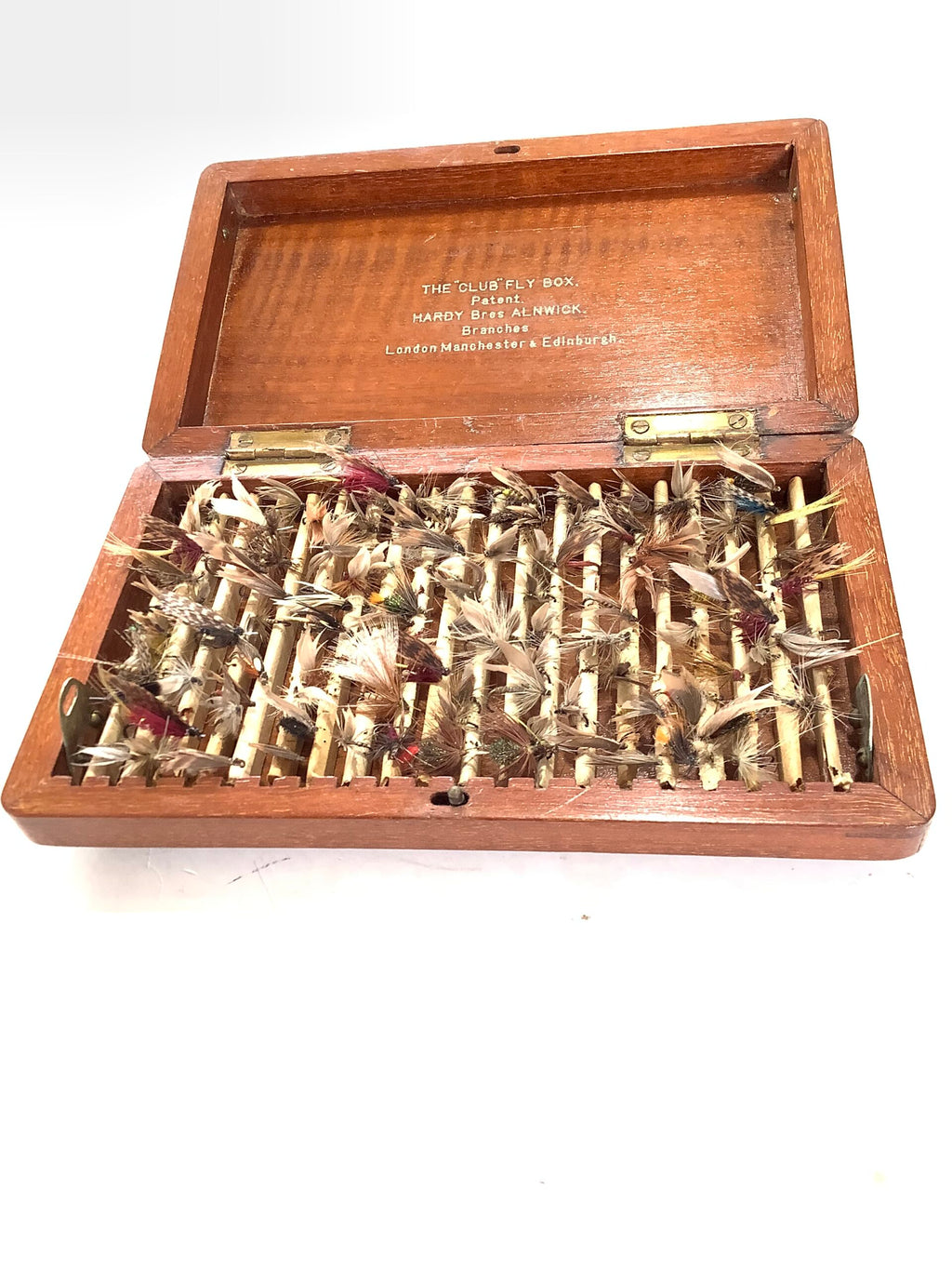 Rare Antique circa 1910 HARDY Bros “ SMALL CLUB “ Satin Mahogany Fly Box