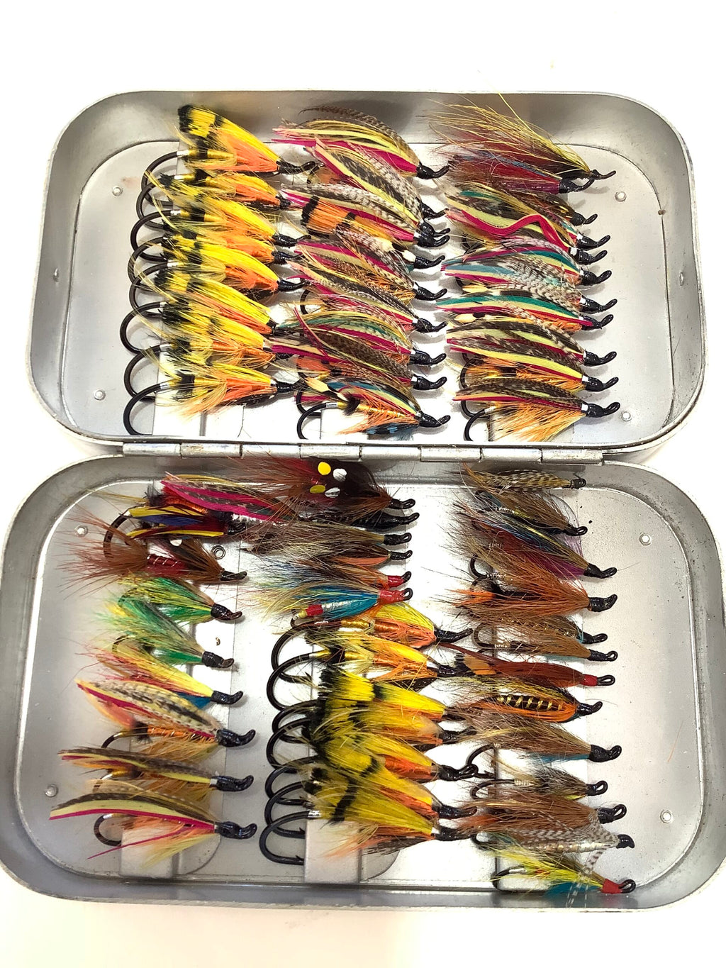 HARDY BROS FLY BOX With 64 Traditional dressed Salmon flies