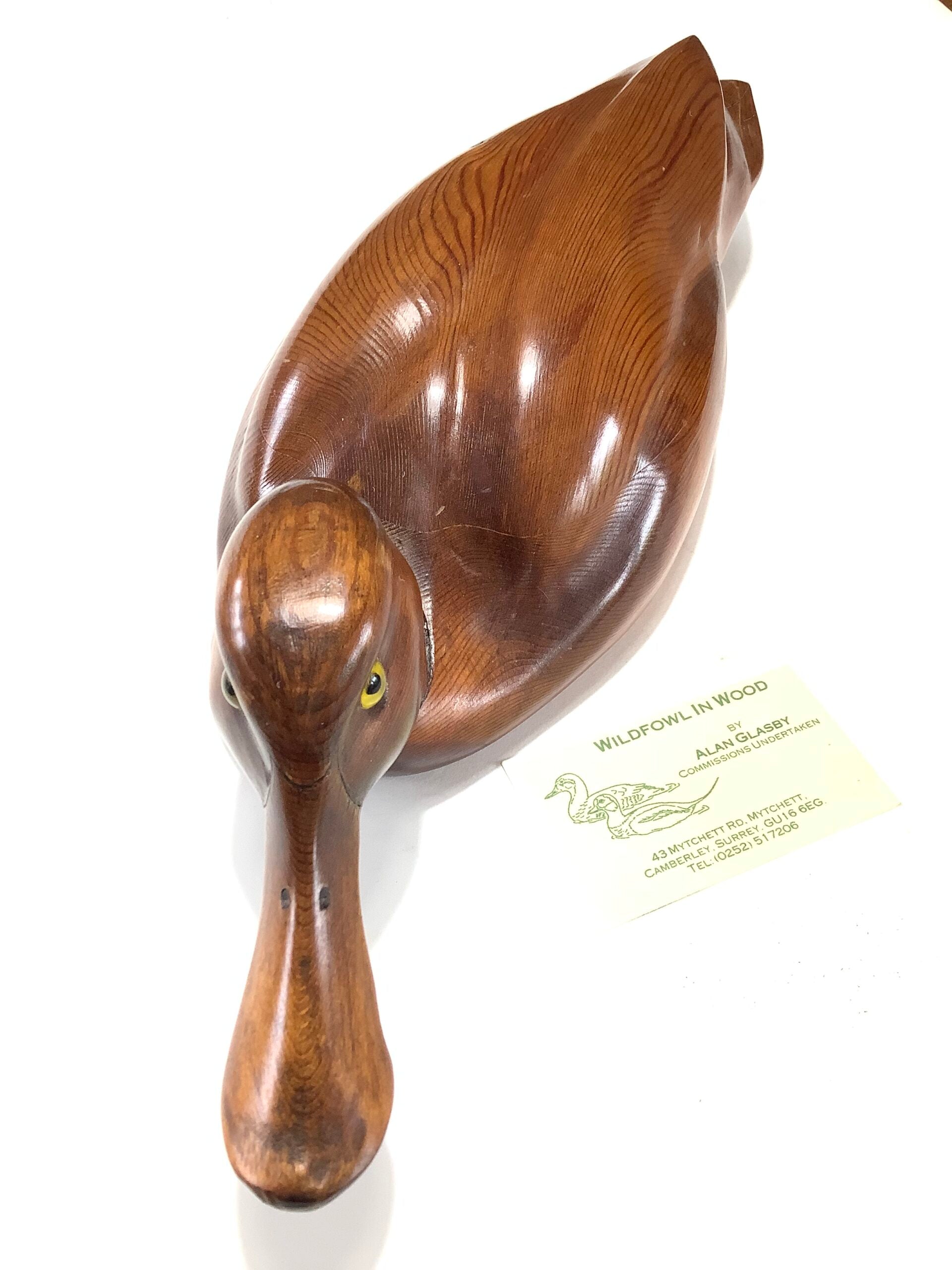 ALAN GLASBY O.B.E Hand Carved Wood “ Shoveller Duck