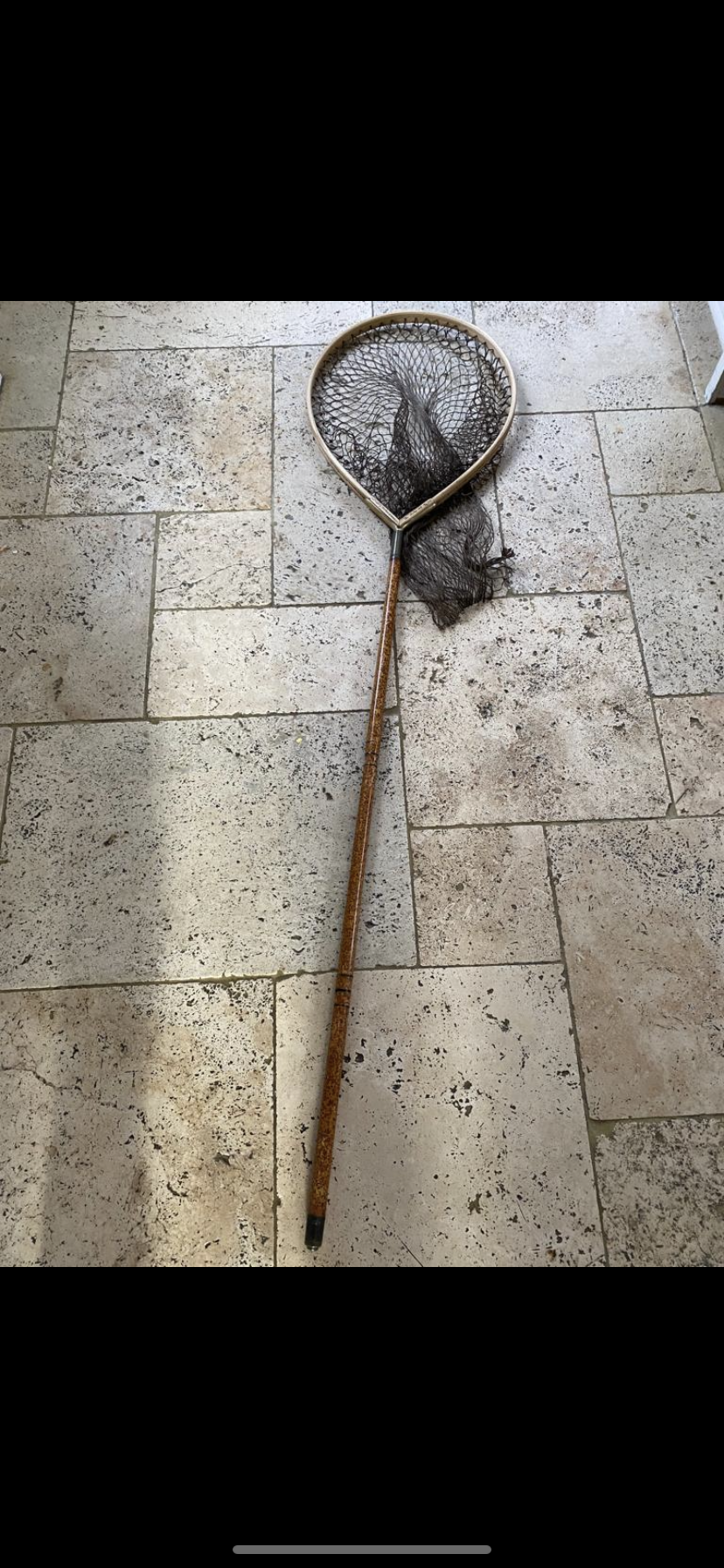 DE-LUXE Handbuilt 2017 Ash Framed Tear Drop Landing Net by GOLDEN SCALE CLUB With whole flamed Tonkin Pole Handle