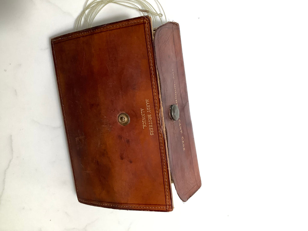Antique HARDY BROS HALFORD cast Wallet with Hardy Bros gut tippets