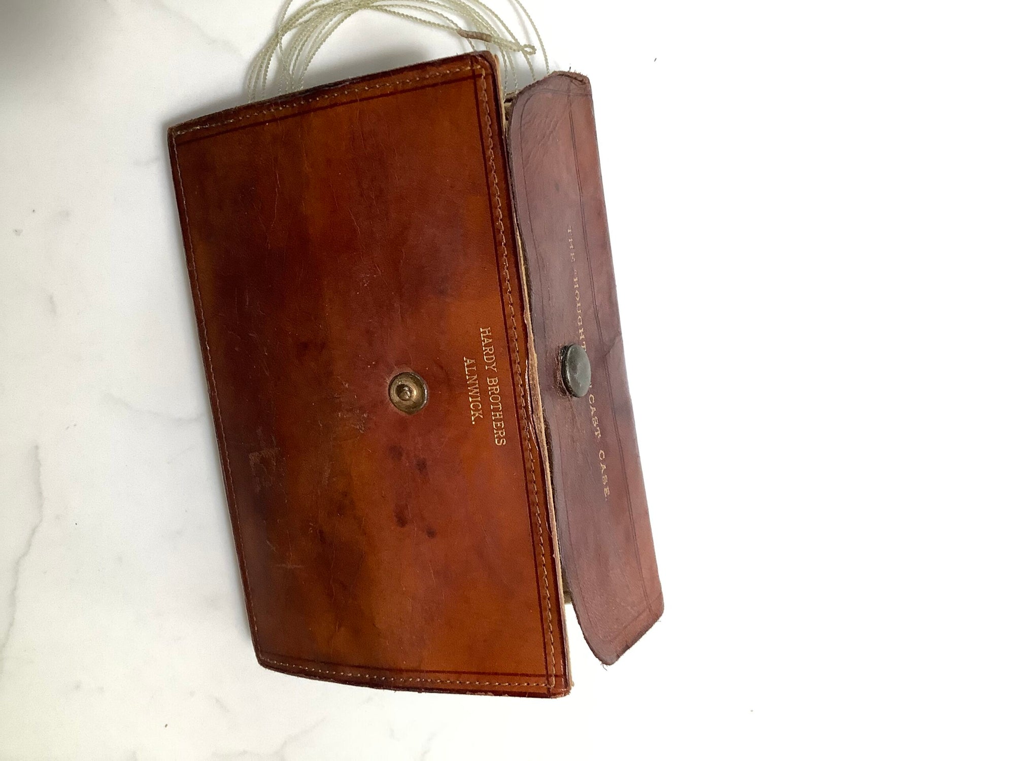 Antique HARDY BROS HALFORD cast Wallet with Hardy Bros gut tippets