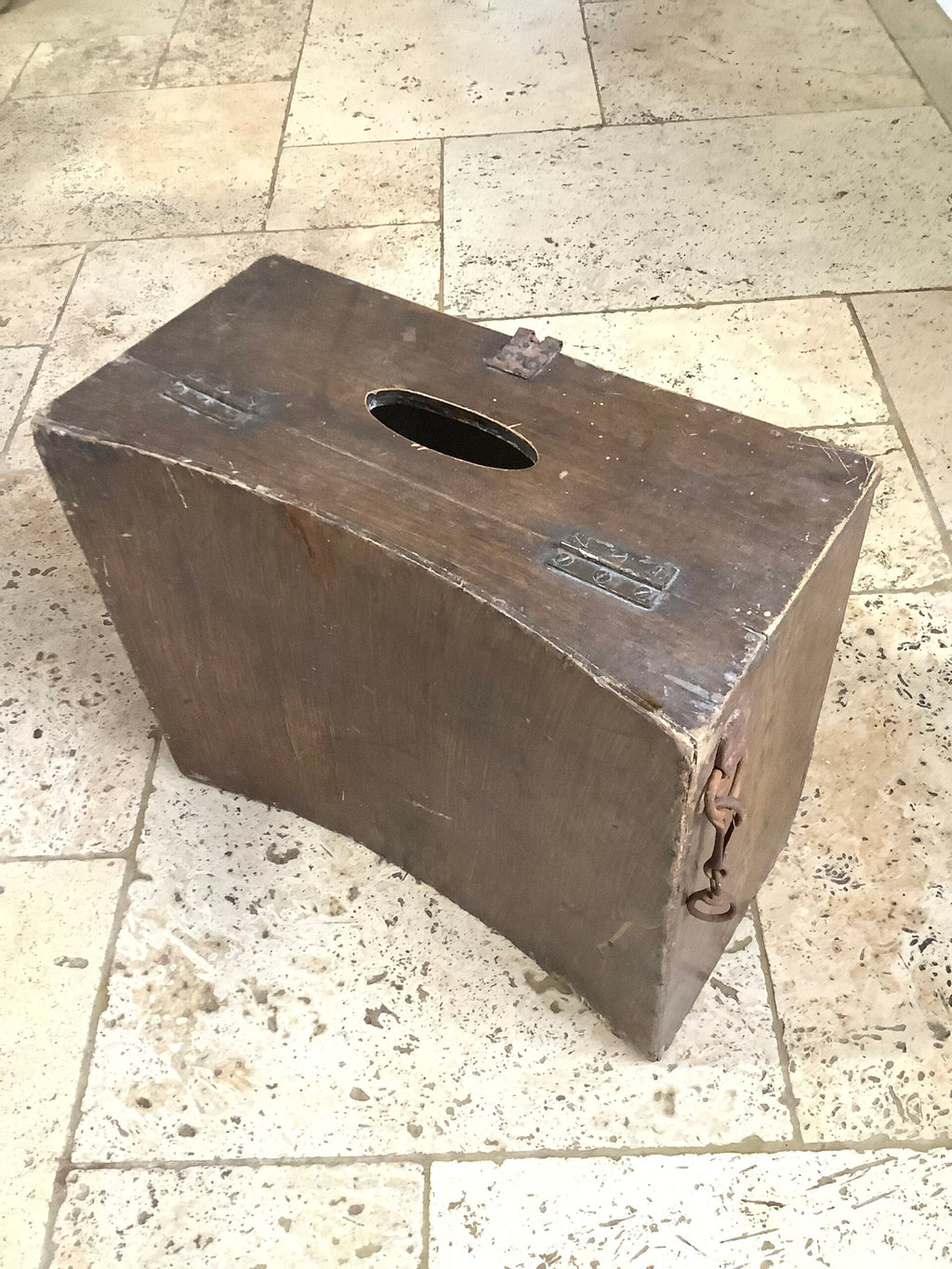 Antique Fisherman’s Wooden Seat Tackle Box