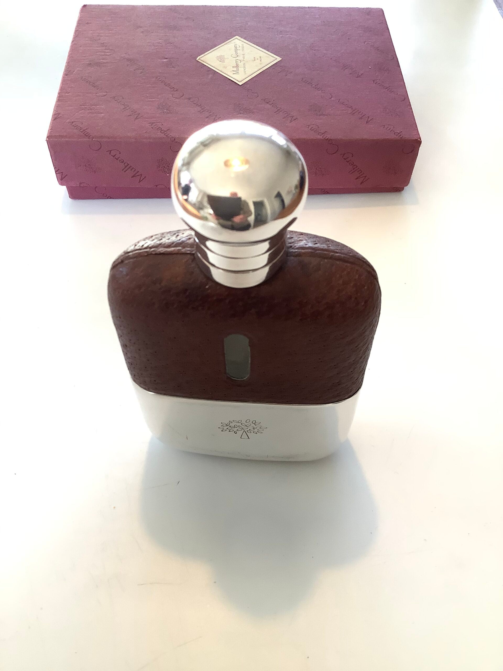 Rare Vintage Boxed Mulberry Company Hip Flask