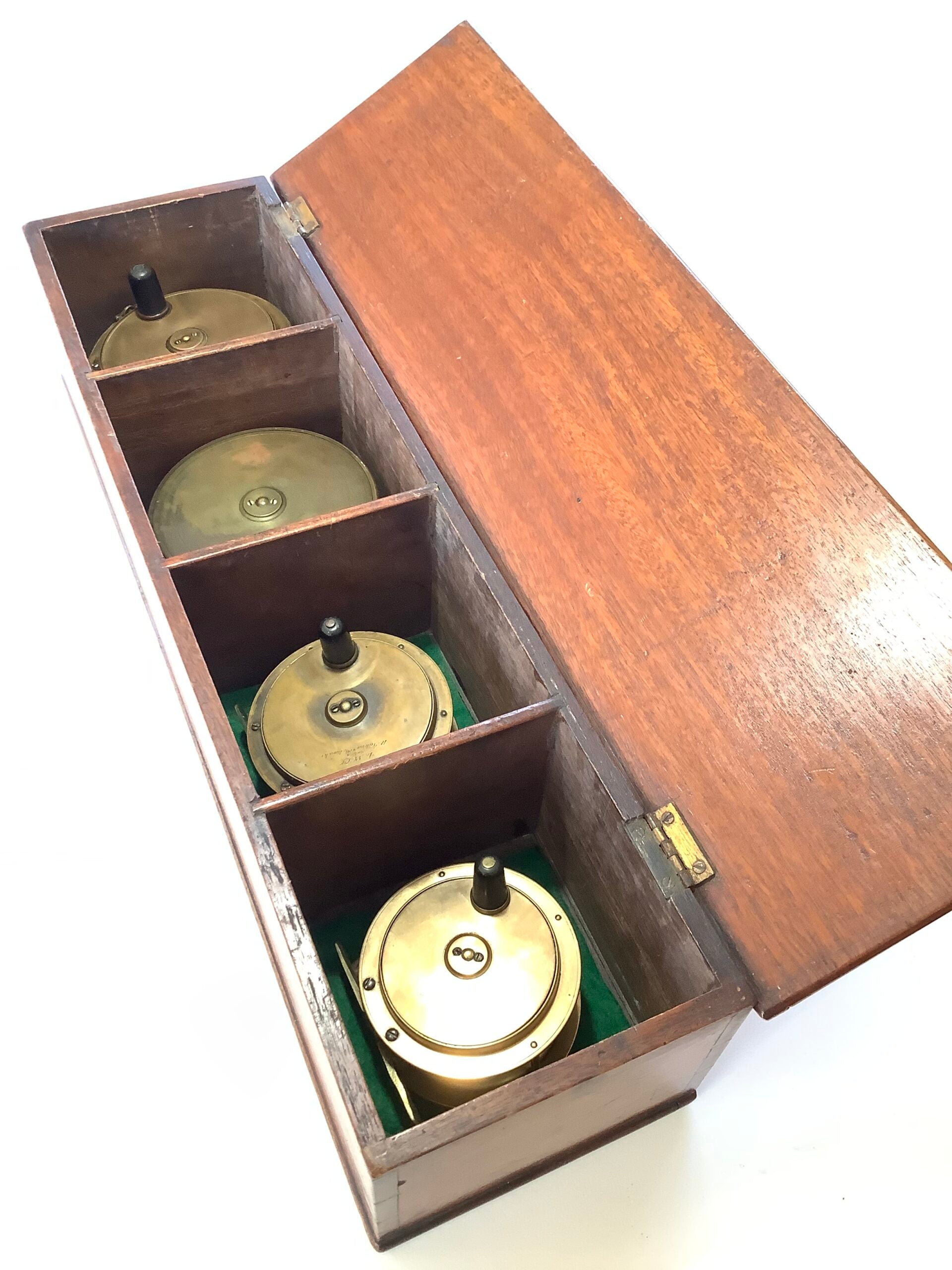 Antique Solid Mahogany Fishing reel Collectors Presentation Cabinet