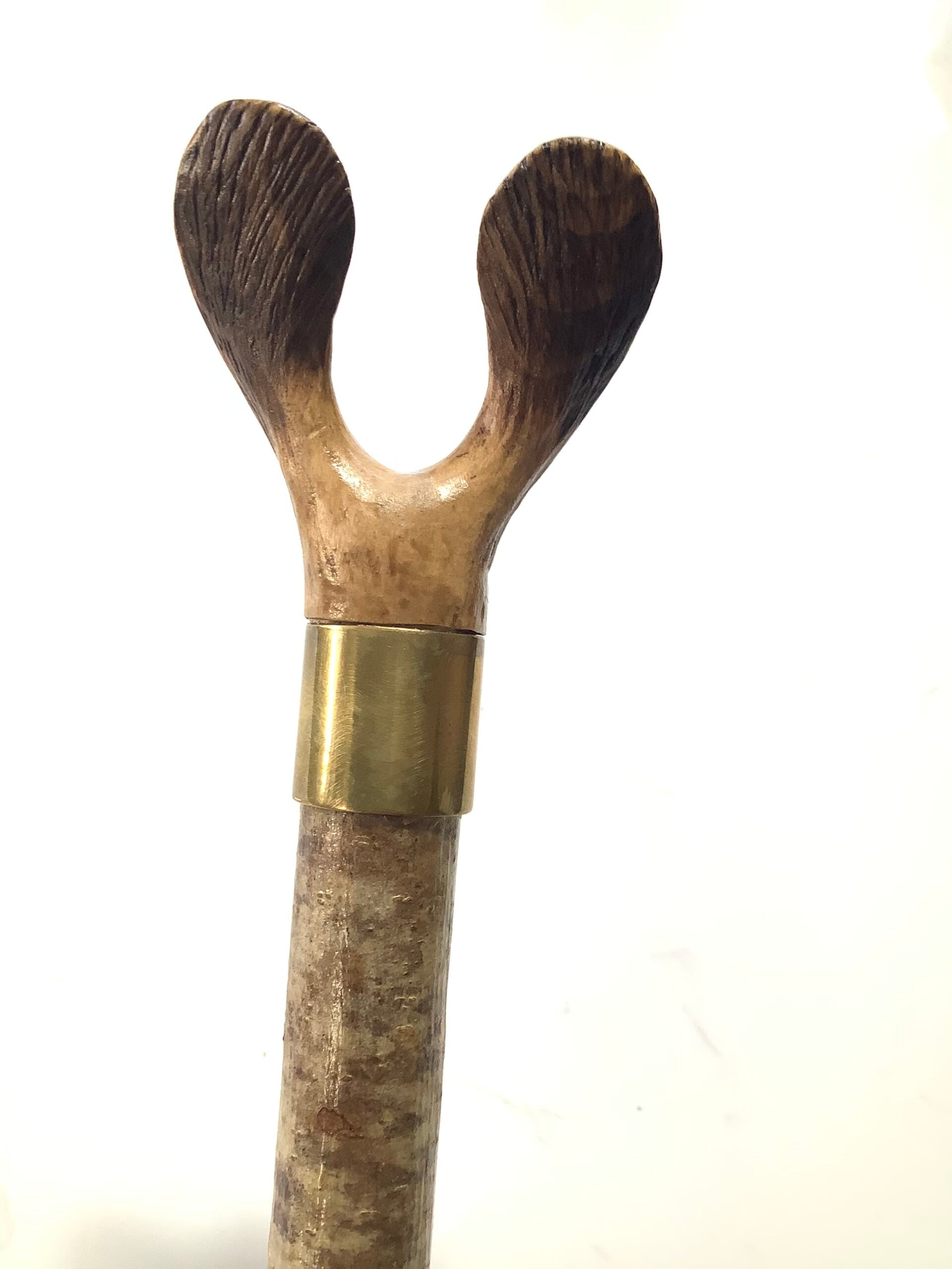 Roger Brooke’s Hand Crafted Carved Sycamore Seed Thumb Walking/Shooting Stick