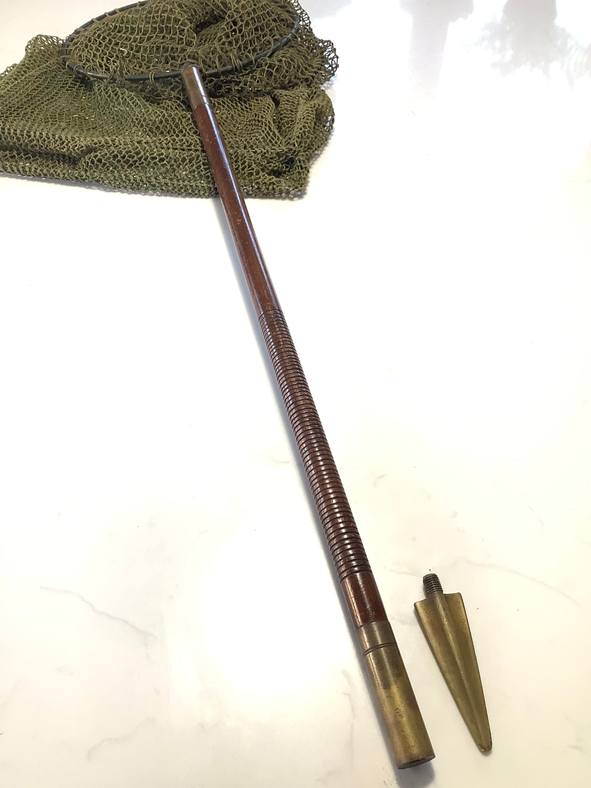 Rare Antique Thames Roach Pole Fisherman’s Bank Stick keep net.