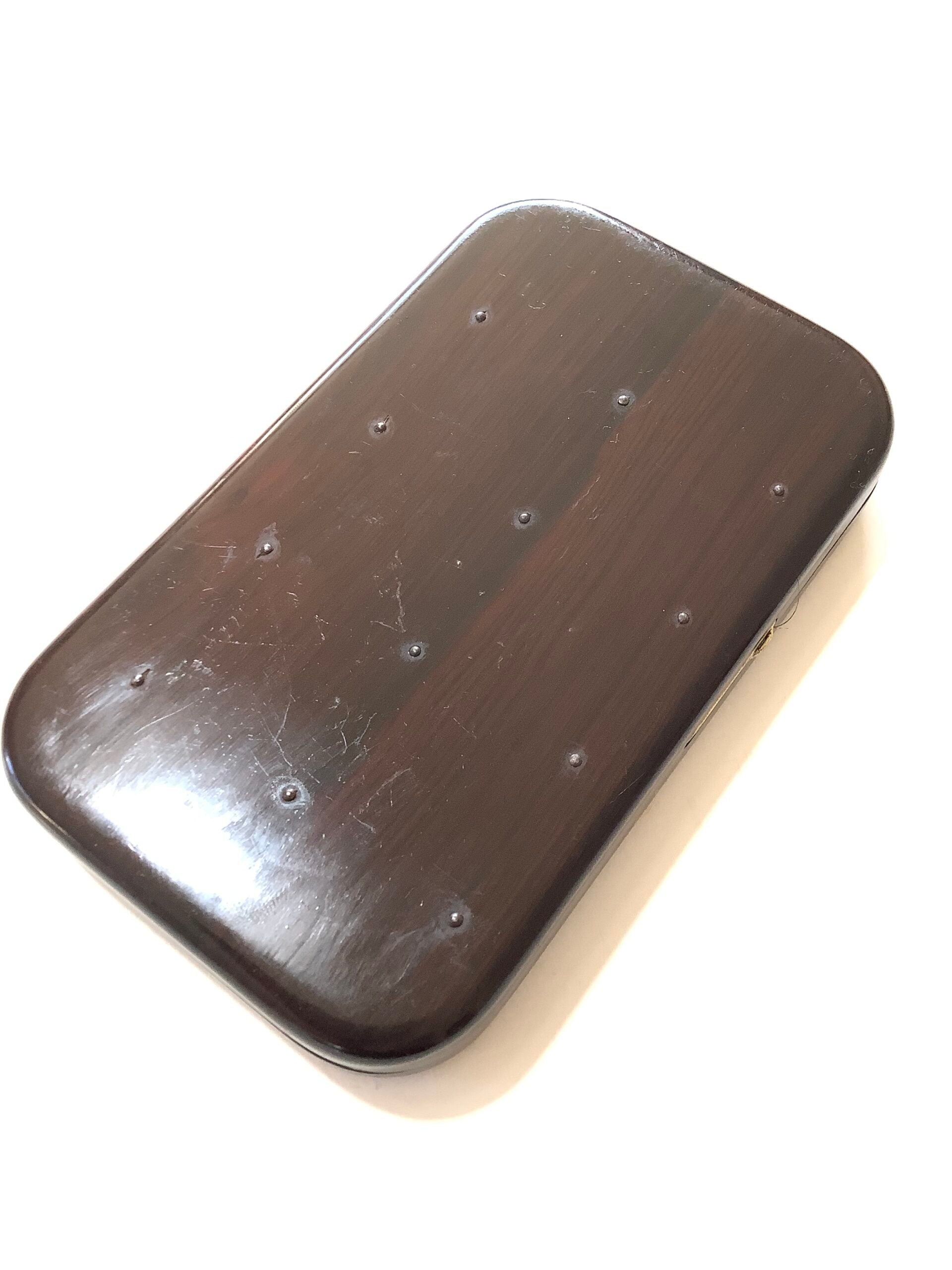 Very Rare Antique circa 1900 Rosewood Neroda Salmon Fly Box with Gut eyed Salmon Flies