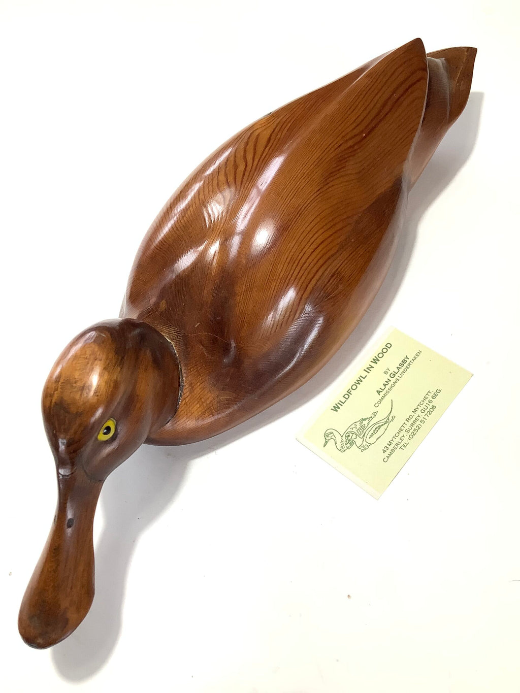 ALAN GLASBY O.B.E Hand Carved Wood “ Shoveller Duck