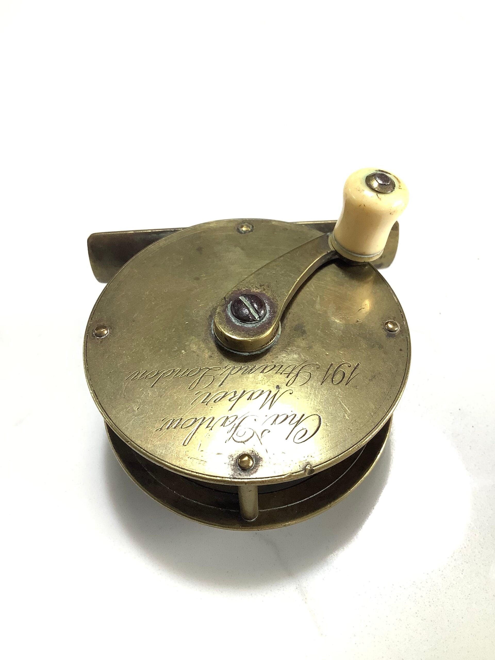 Antique CHAS FARLOW OF THE STRAND LONDON Rare Smallest 23/8” Narrow drum Brass winch