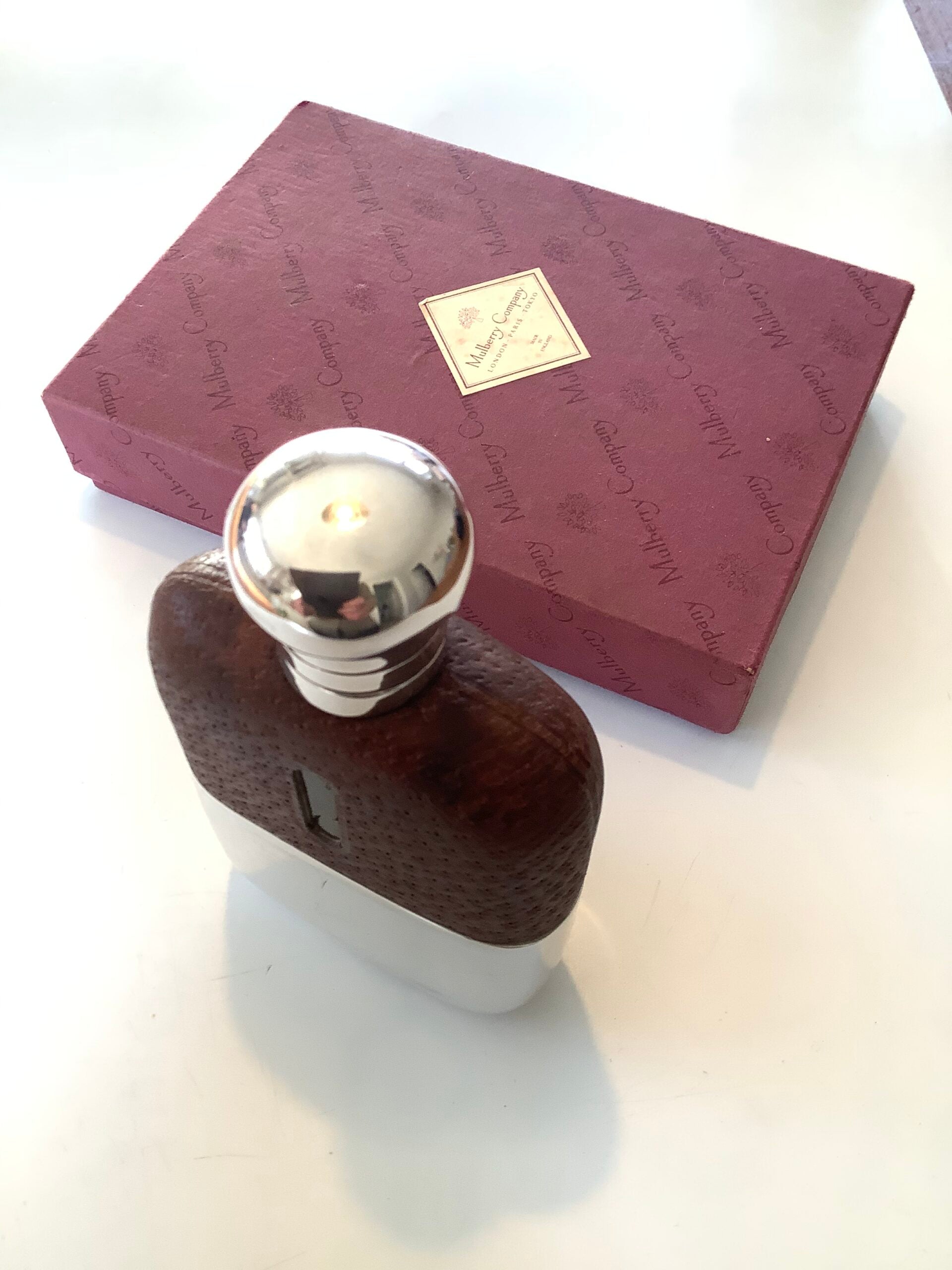 Rare Vintage Boxed Mulberry Company Hip Flask