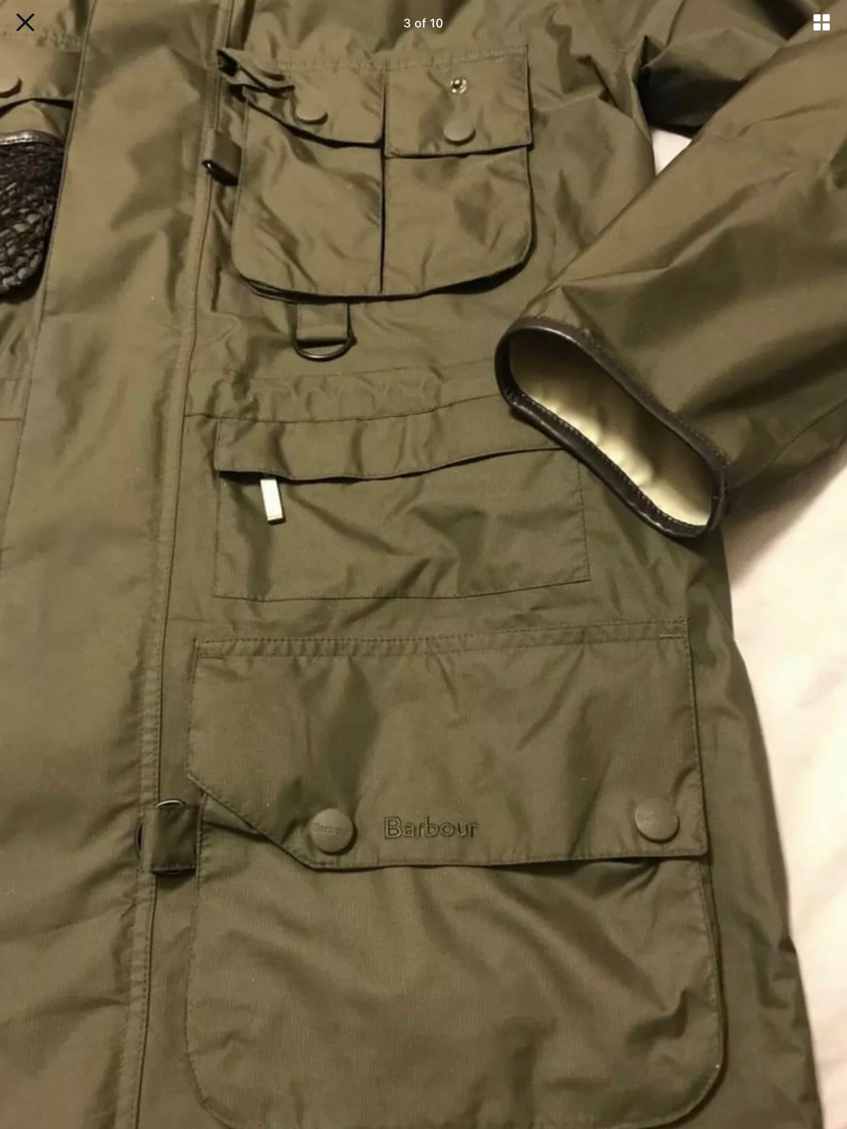 Rare Barbour olive DRYFLY 3/4 full length Coat