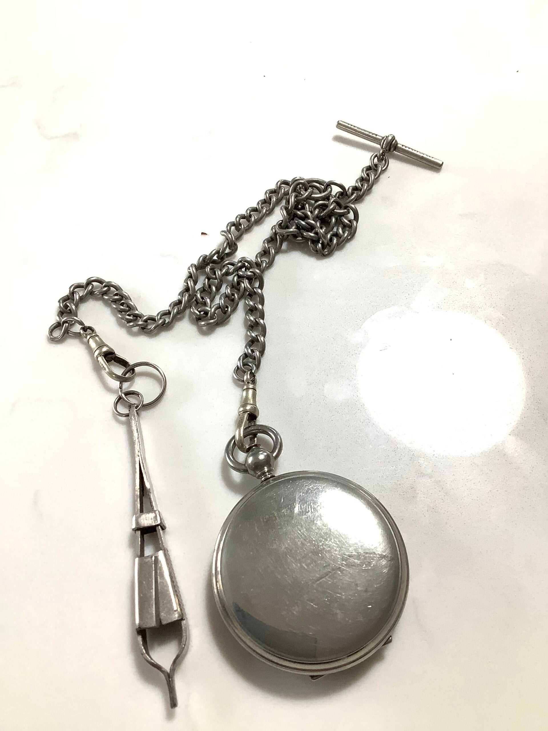 Antique DRIANOIL with Silver chain and Tweezers Fly Fishing Waistcoat Accessories