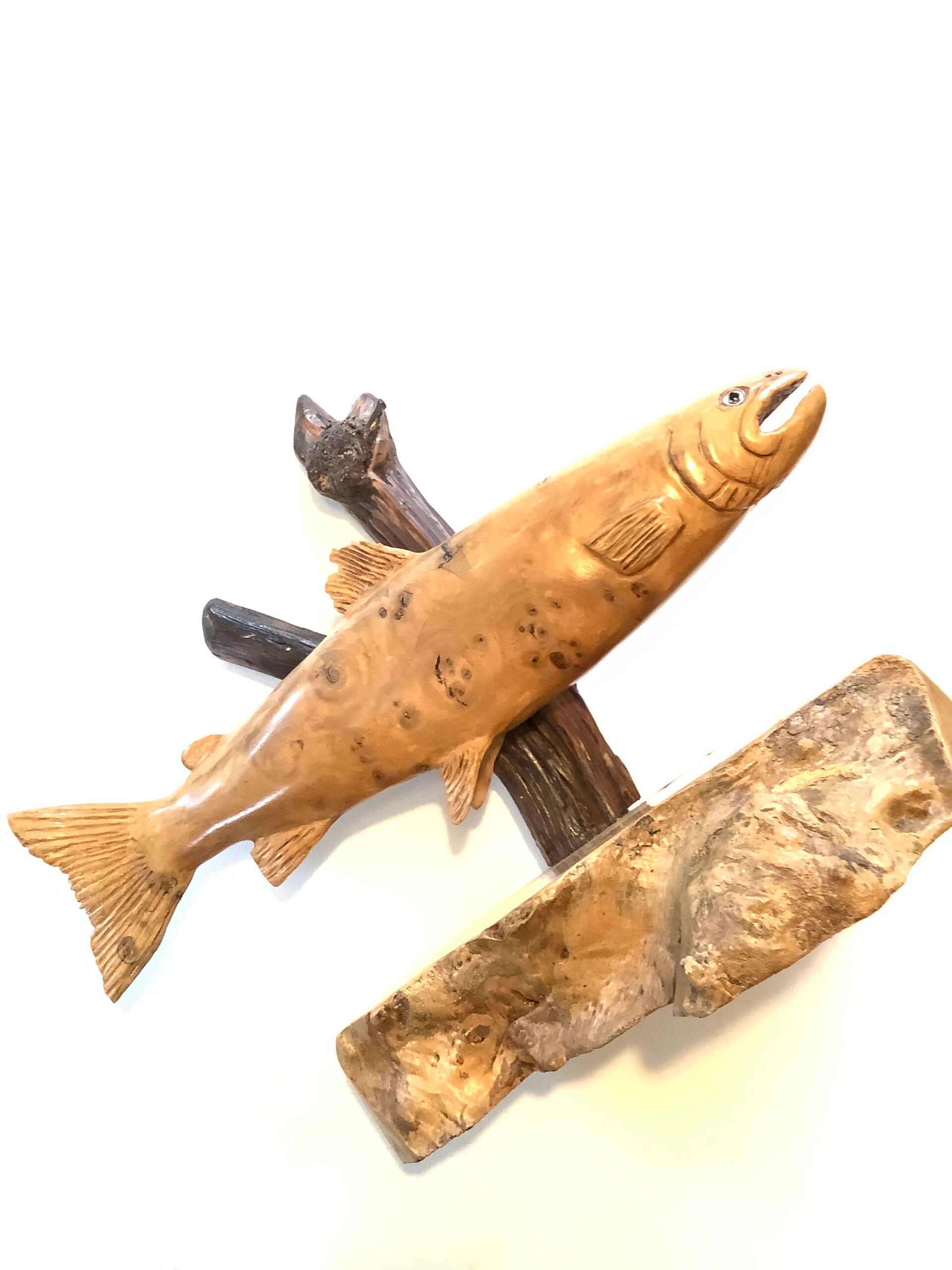 Hand Carved full size Whole Brown Trout from Burr Wood