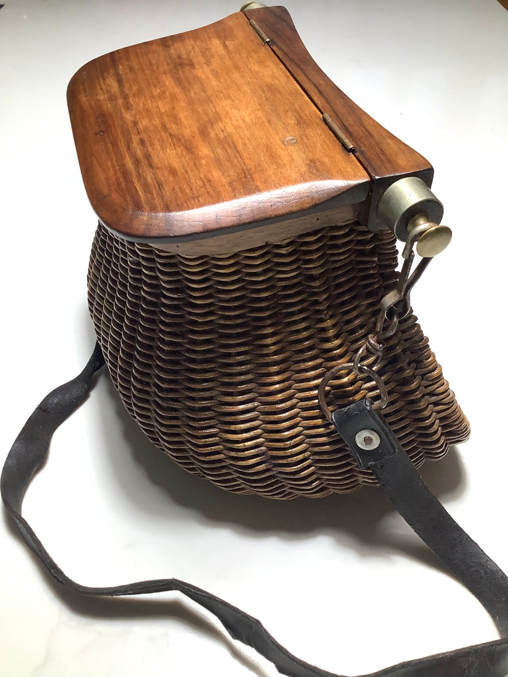 Scarce Early Antique Fishermans “Pot Bellied Creel” 1800s Fine Quality