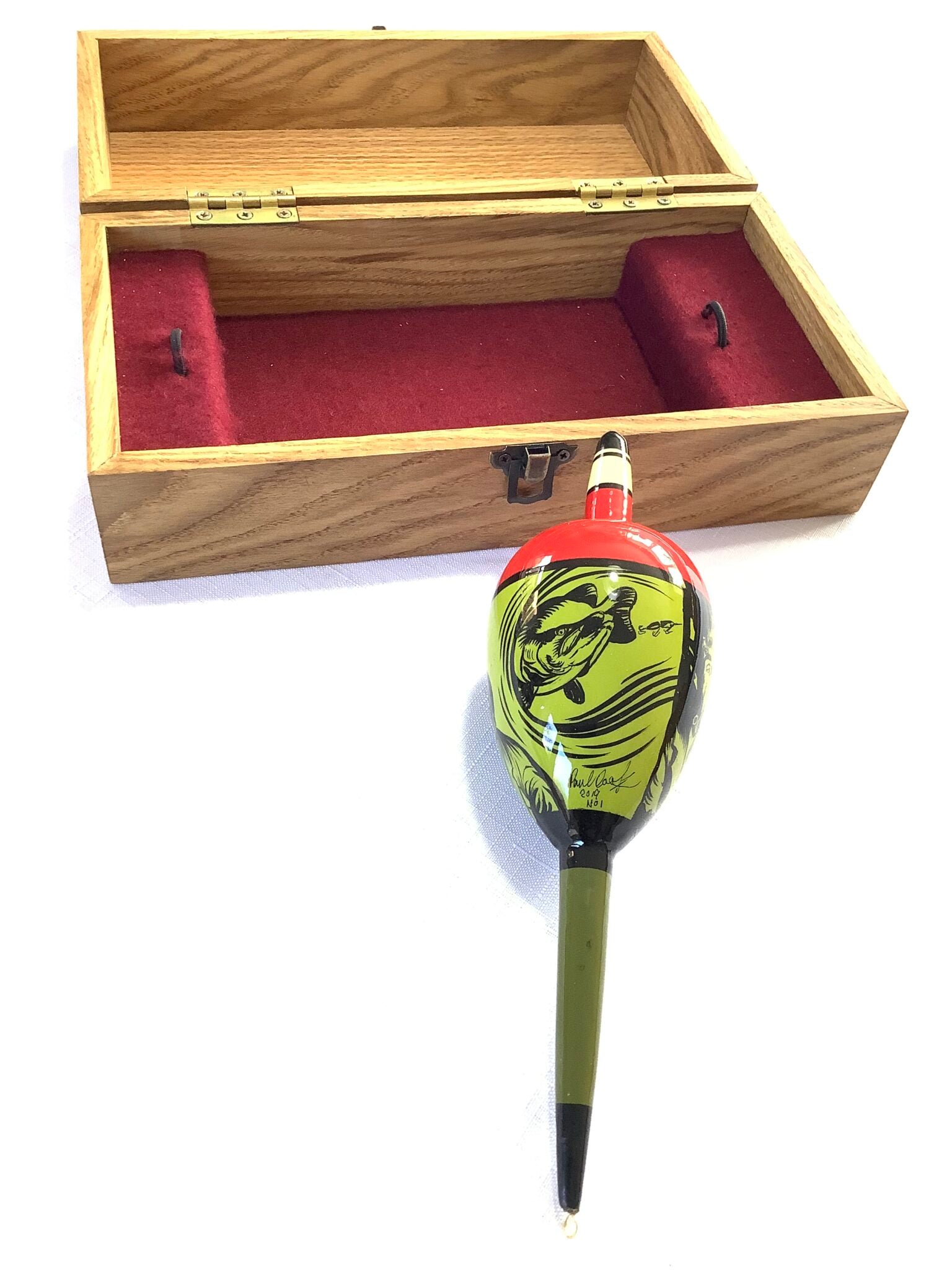 Large Presentation Mr. Crabtree No.1 PIKE FLOAT By PAUL COOK IN A SOLID OAK PRESENTATION BOX