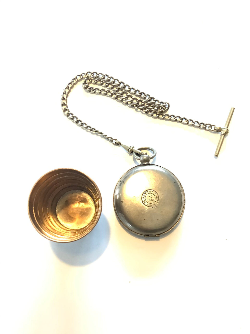 Antique Collapsible Dram cup with Pocket watch holder Chain
