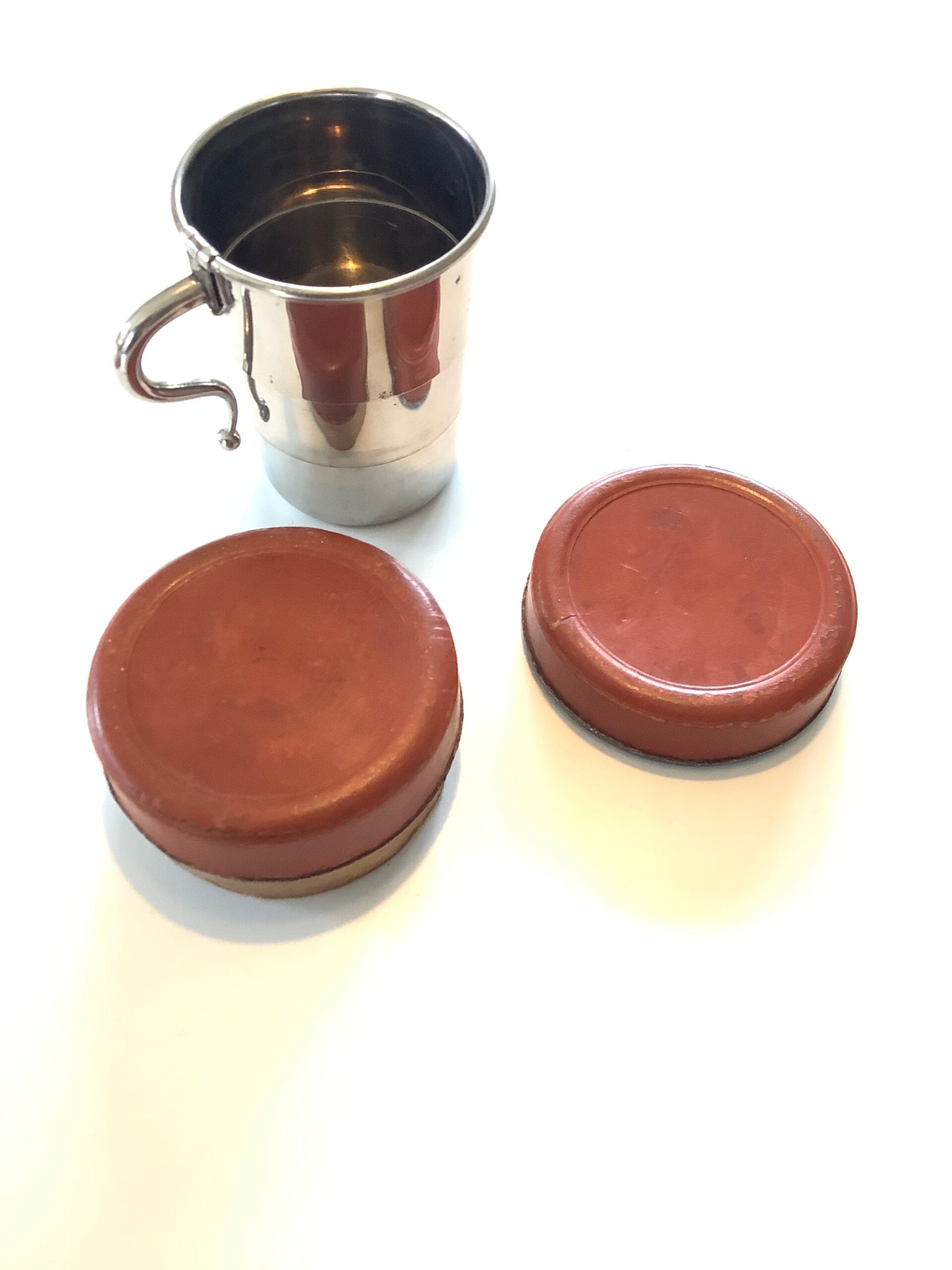 Antique Hunting /Fishing Tot shot Cup in Leather Case