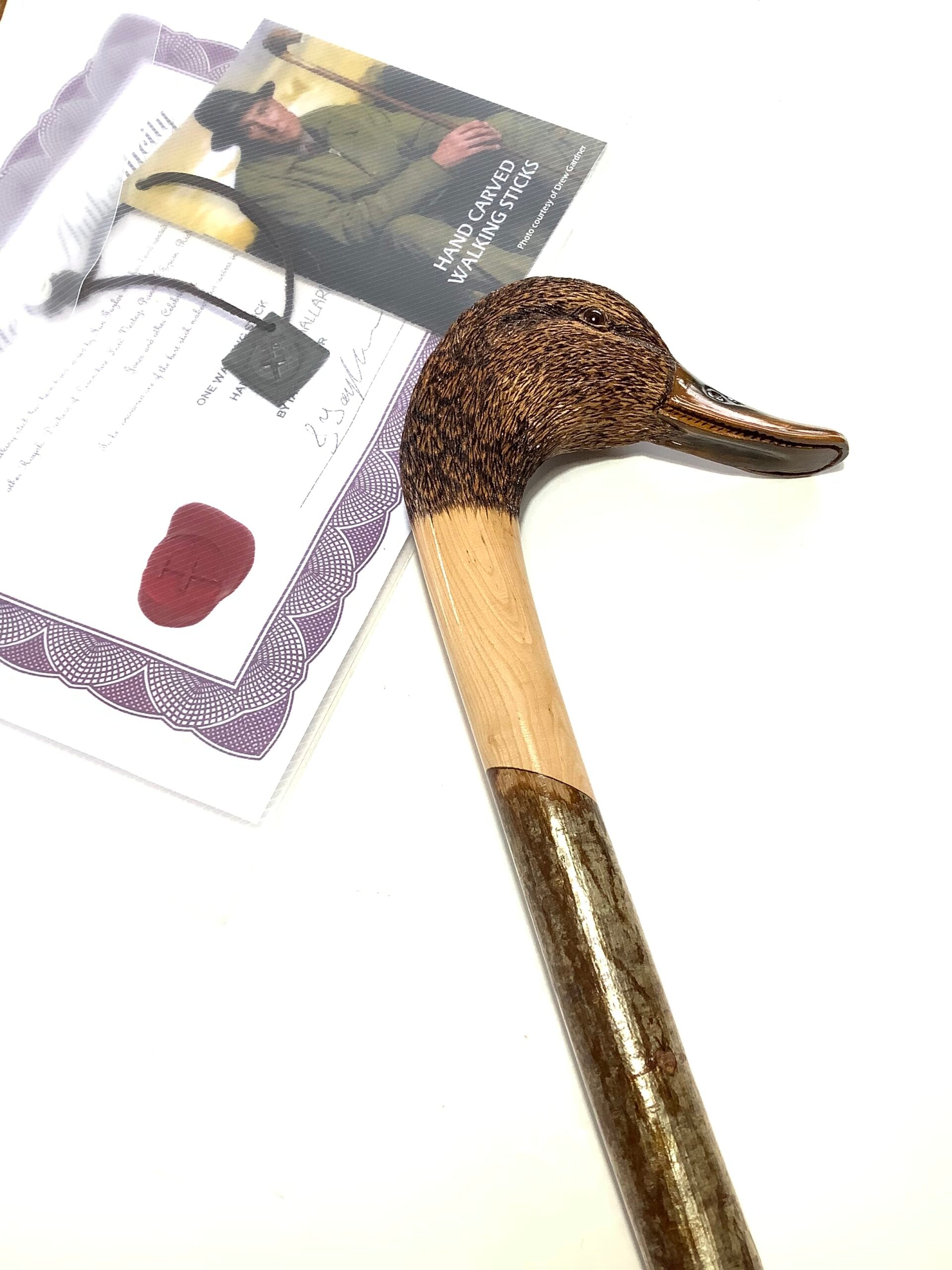 IAN TAYLOR HAND CRAFTED MALLARD WALKING STICK Maker to The Royals Celebrates
