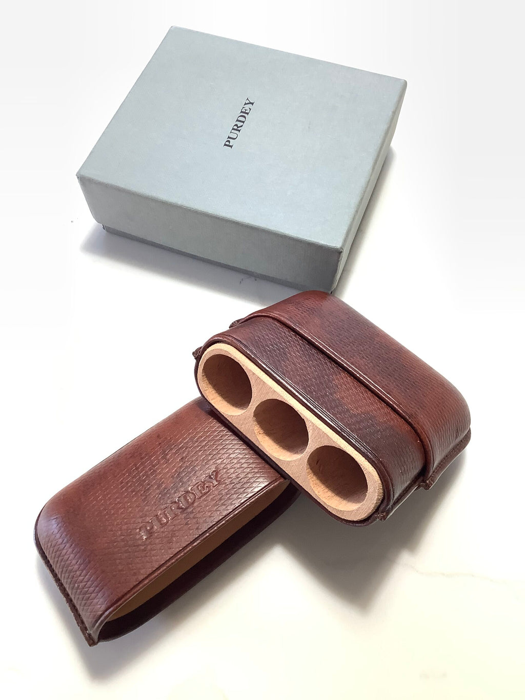 New unused PURDEY Chequered Leather Pocket Cigar Holder