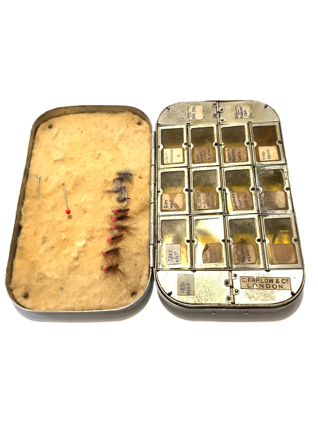 Antique FARLOWS OF PALL MALL LONDON Dry Fly Compartment Box