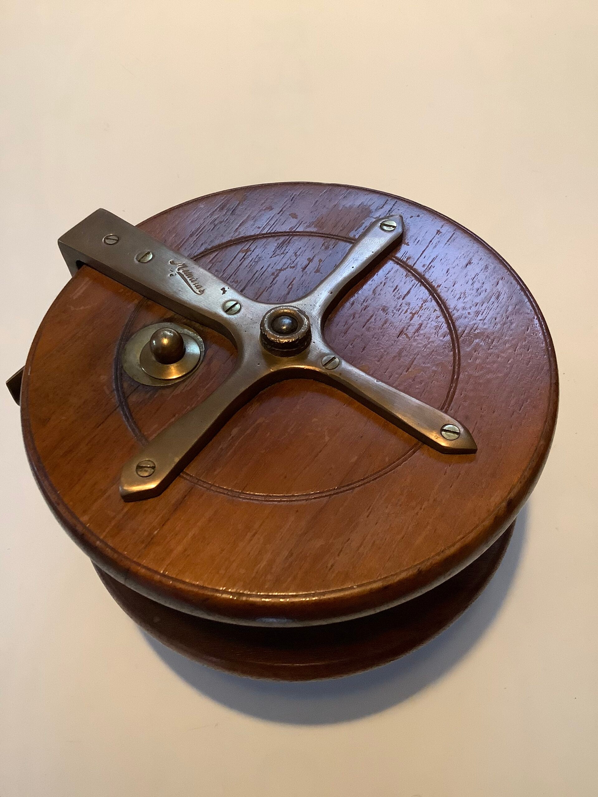 Antique Milwards Large Mahogany Brass Slater Latch Reel