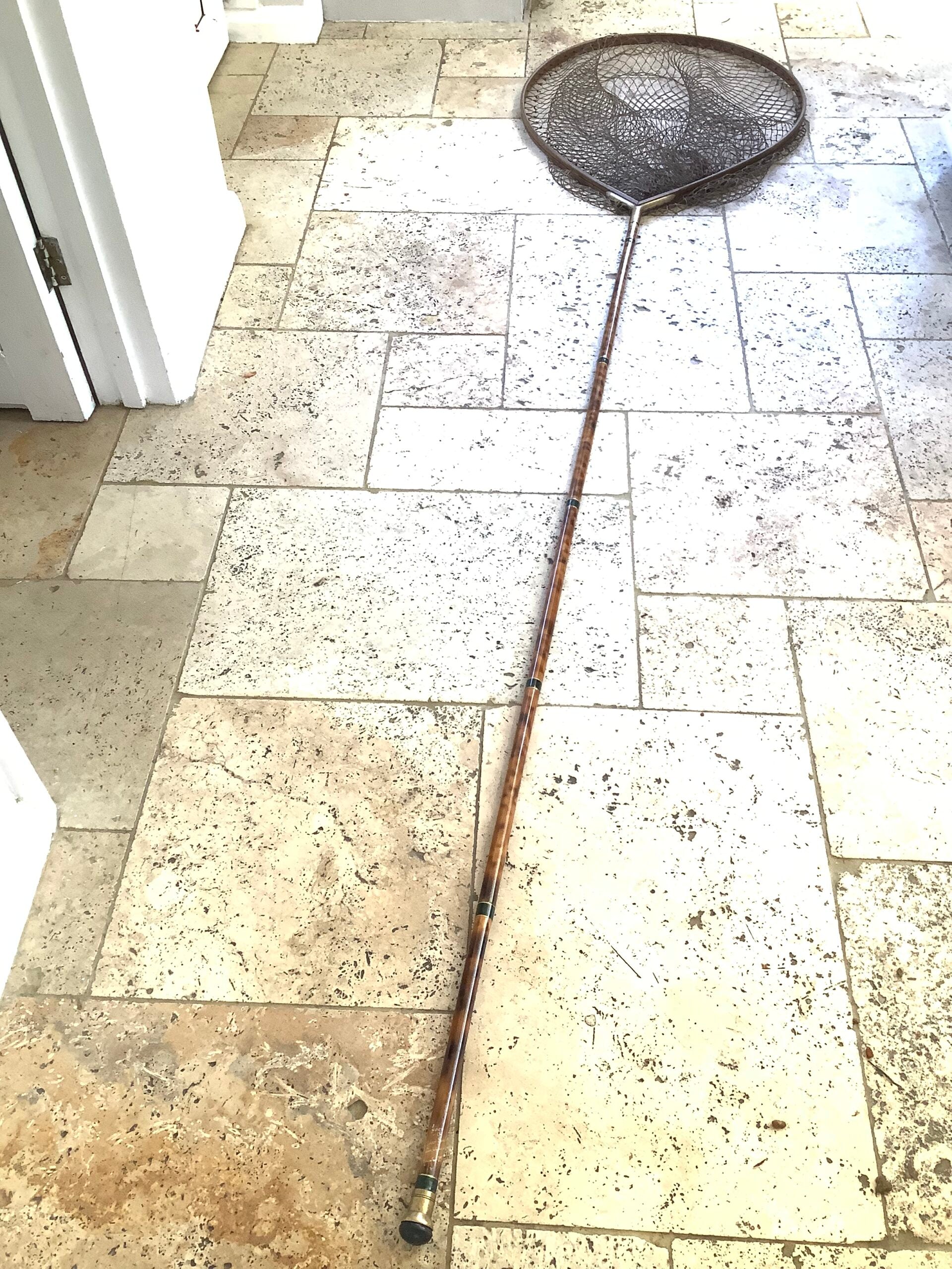 DE-LUXE Traditional Hand Crafted Large Carp ASH Framed Landing Net Pole By GOLDEN SCALE CLUB