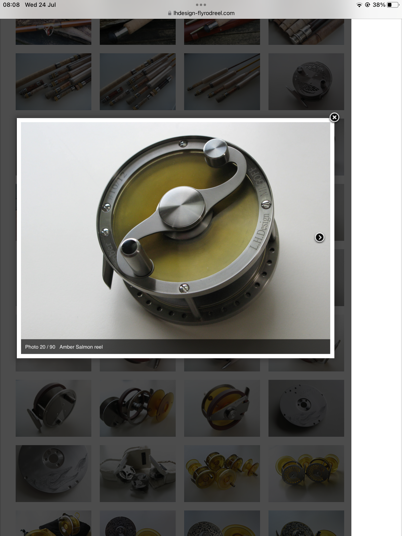 Scarce L.H.DESIGN Titanium Five Pillar AMBER TROUT Fly Reel
