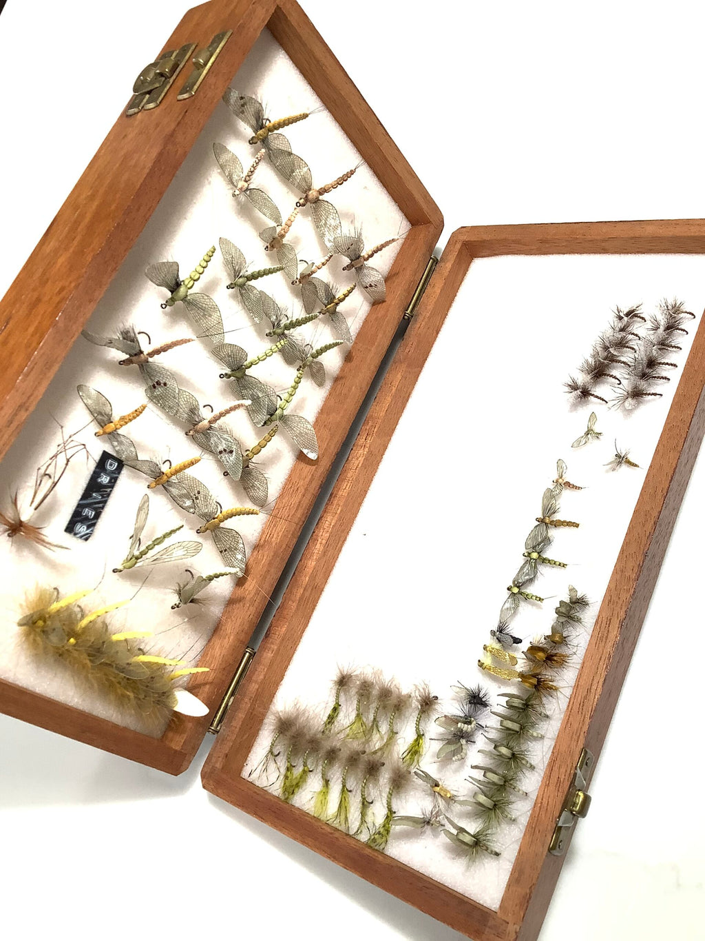 Double Compartment Richard Wheatley Mahogany Fly Box with a good selections of J:Son Flies